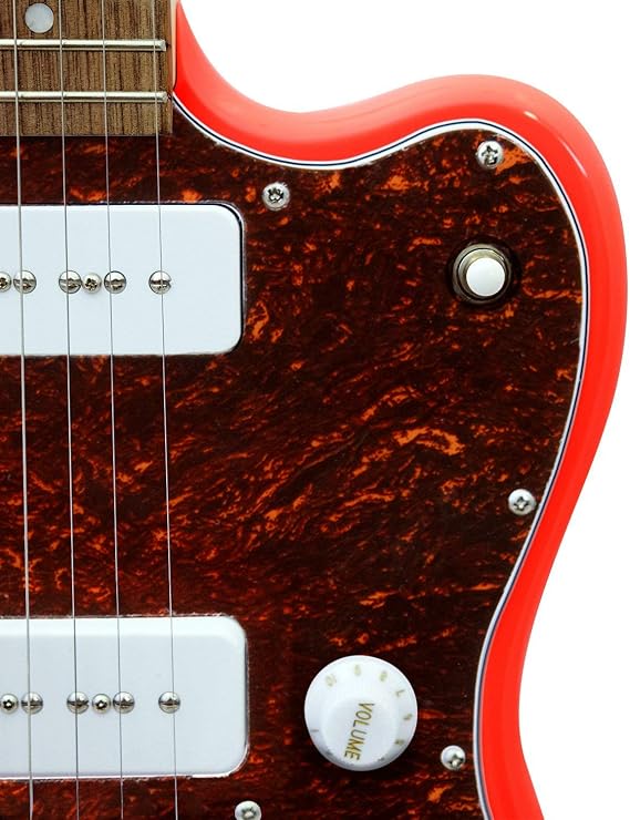 JM Electric Guitar Coral with 3-Ply Tortoise Pickguard, Maple Neck, Twin P-90 Pickups, Pure Tone Awesomeness!