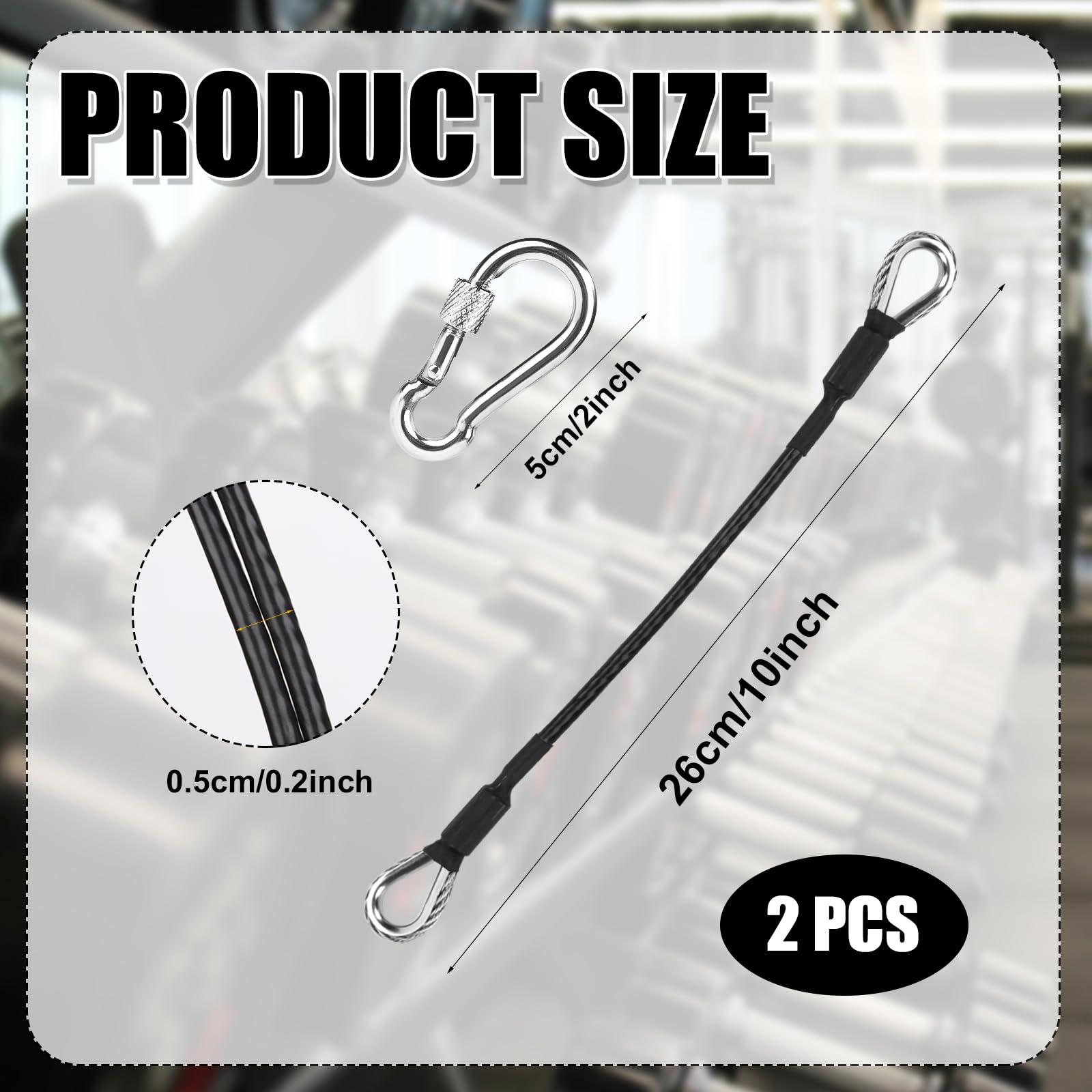 Cavi Prolunga Per Palestra PEUTIER - 2 Pezzi Da 26cm Con Moschettone, Per Macchine Fitness - Foto 2