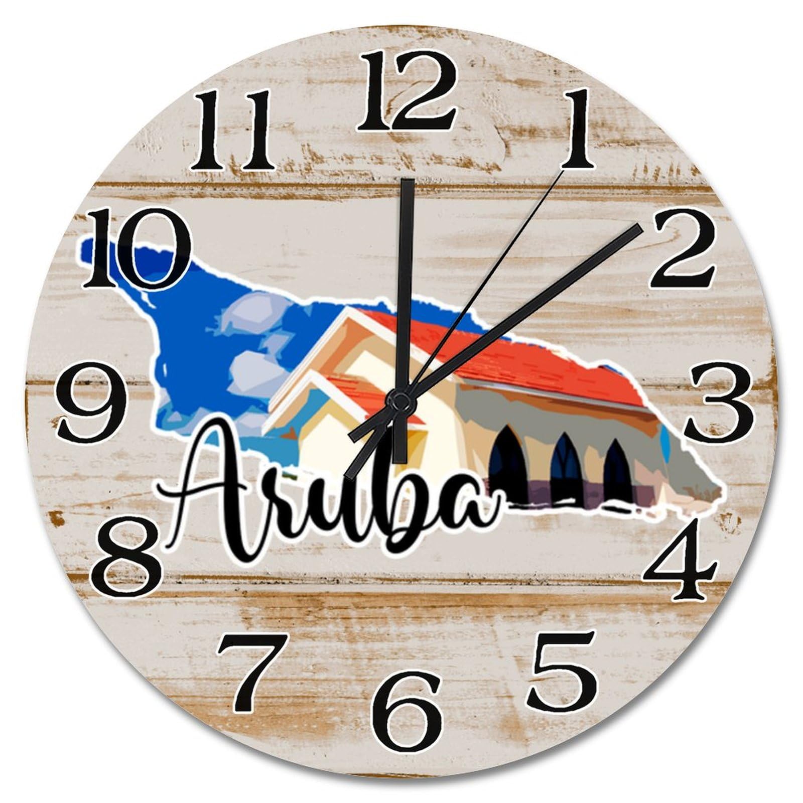 Horloge murale en bois avec carte d'Aruba idée cadeau voyage