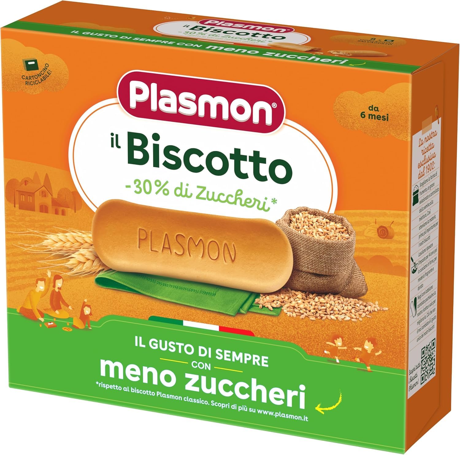 Plasmon Biscotto -30% Zuccheri 6x320g 100% Grano Italiano Selezionato Italian Gourmet Polpa 400g