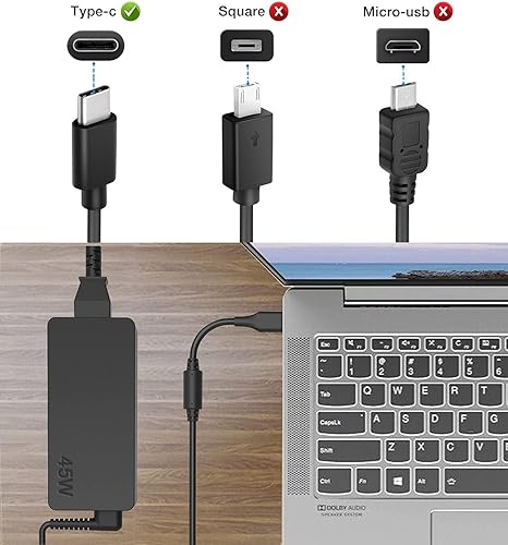 Miniatura 2 de Cargador USB C de 45 W para Lenovo Chromebook 100e 300e 500e C330 S330 C340 S340, Chromebook 3100 5190 para Dell, para Samsung Chromebook XE520QAB