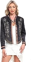 SHINEVAN Women's Retro Open Embroidered Bohemian Punk Jacket - Autumn Winter Coat