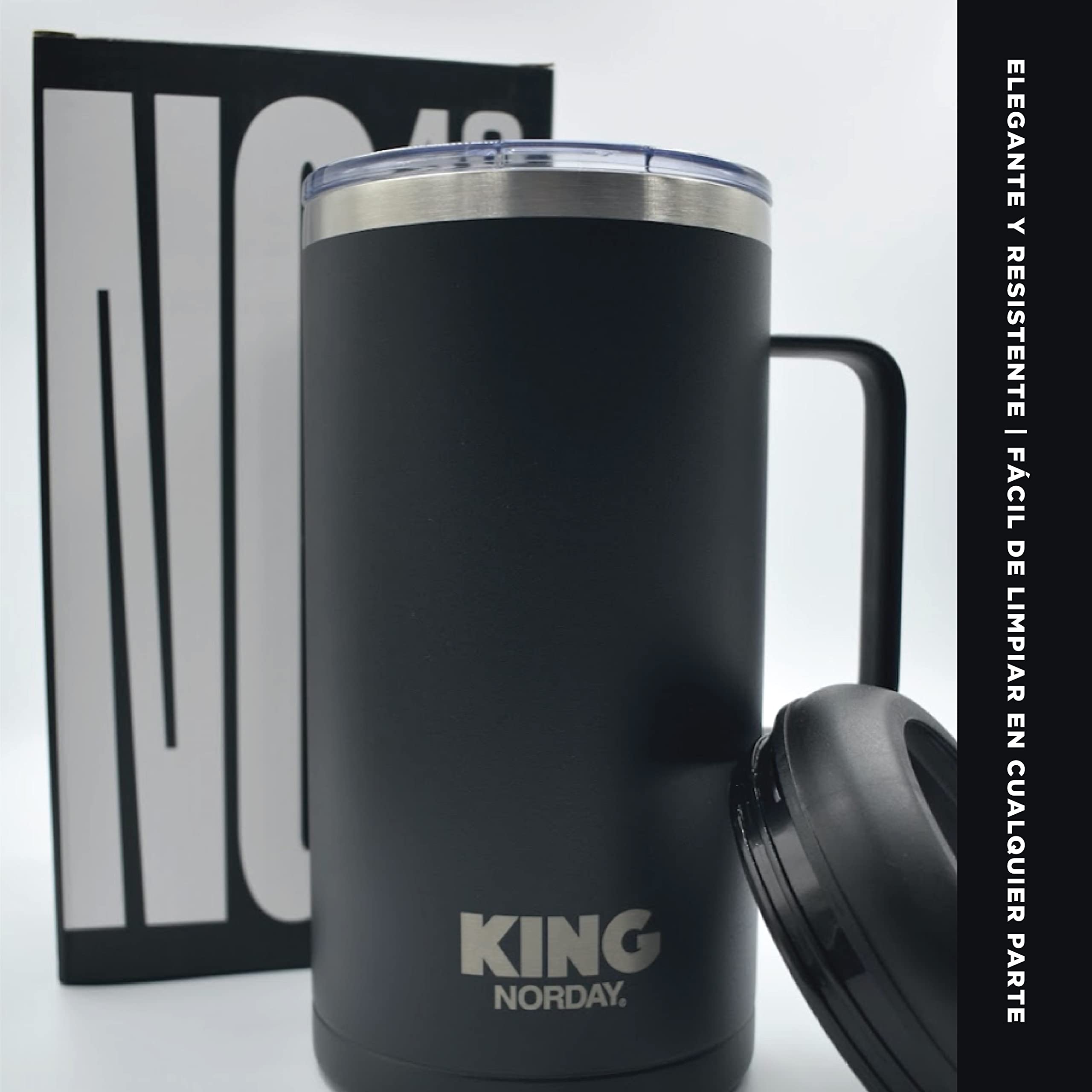 NORDAY | Edelstahlbecher - Becher | Becher 4 oz schwarz Thermobecher | hält die Temperatur zwischen 8 und 24 Stunden | Anti-Spill Deckel - Ideal für Ausflüge | Doppelwandig - Extra Resistant