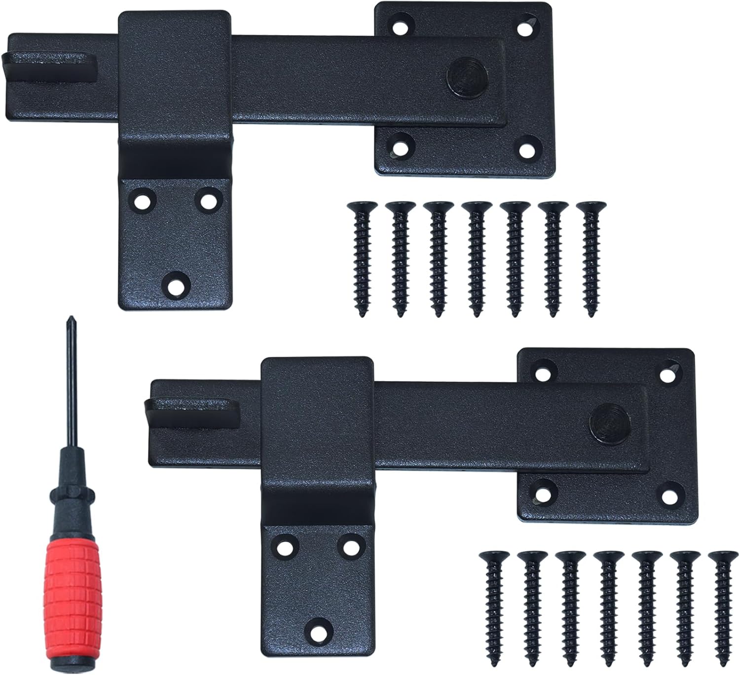 GELASKA 2 Pack Sturdy 6" Farm Flip Fence Gate Latch with Screwdriver, Barn Door Flip Latch Sliding Door Latch Gate for Fence, Shed, Farm, Outdoor Gates, Sliding Doors, Rustic Gate Lock for Cabinet