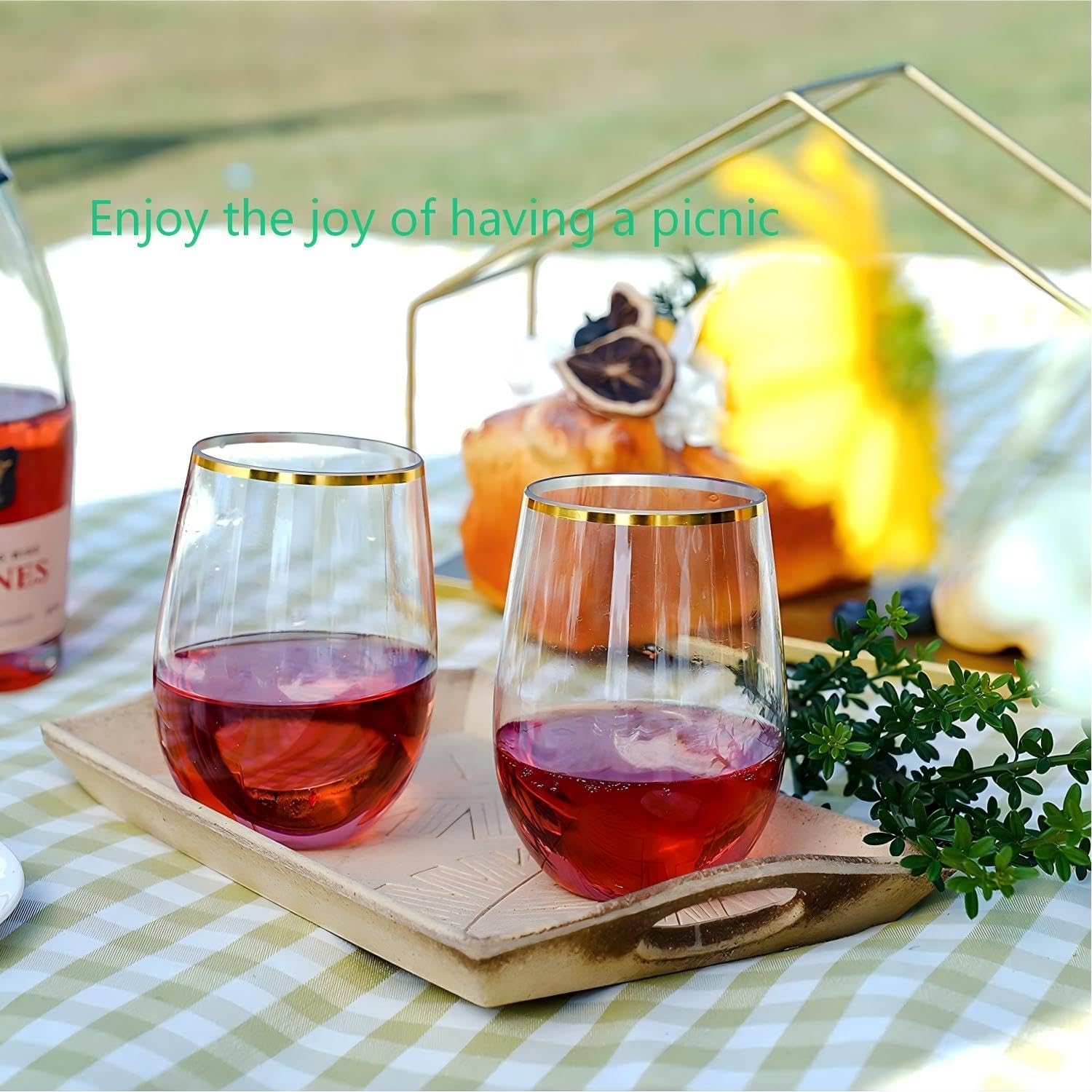 16 oz. shatter-resistant stemless wine glasses, plastic stemless wine glasses, reusable, BPA-free, dishwasher safe, suitable for poolside, outdoor, camping and other occasions. (8, Phnom Penh)
