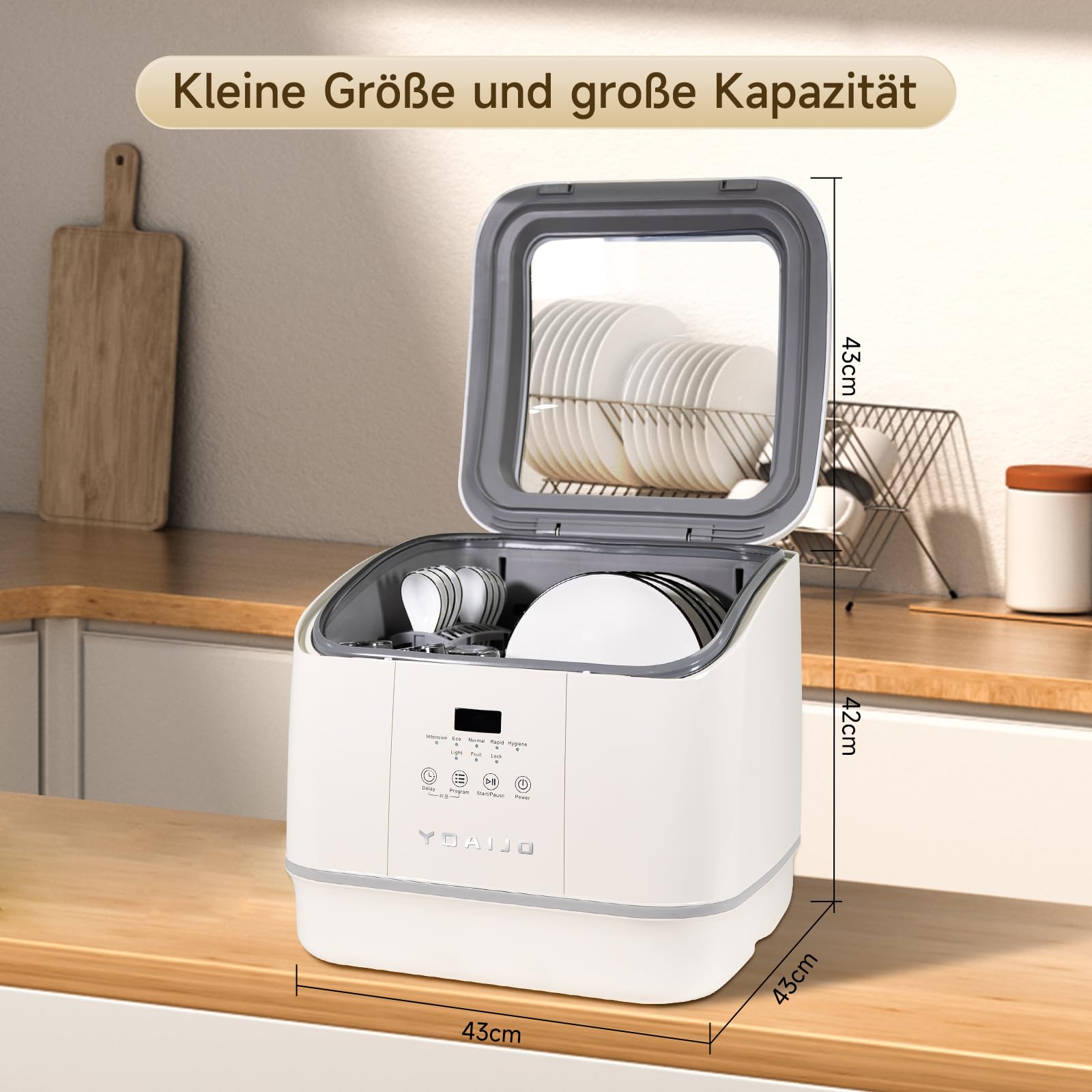 Mini lave-vaisselle de table, capacité de 6,8 l, 7 programmes (avec soin de bébé), écran tactile, pour camping-car, petit appartement, location, économe en eau et économe en énergie