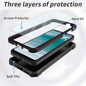for Schok Volt Phone Case (SV67Q SV67332) with Tempered Glass Screen Protector Dual Layer Soft TPU Hard PC Bumper Full Body Heavy Duty Shockproof Protective Cover for Women Men,Purple Sea Beach