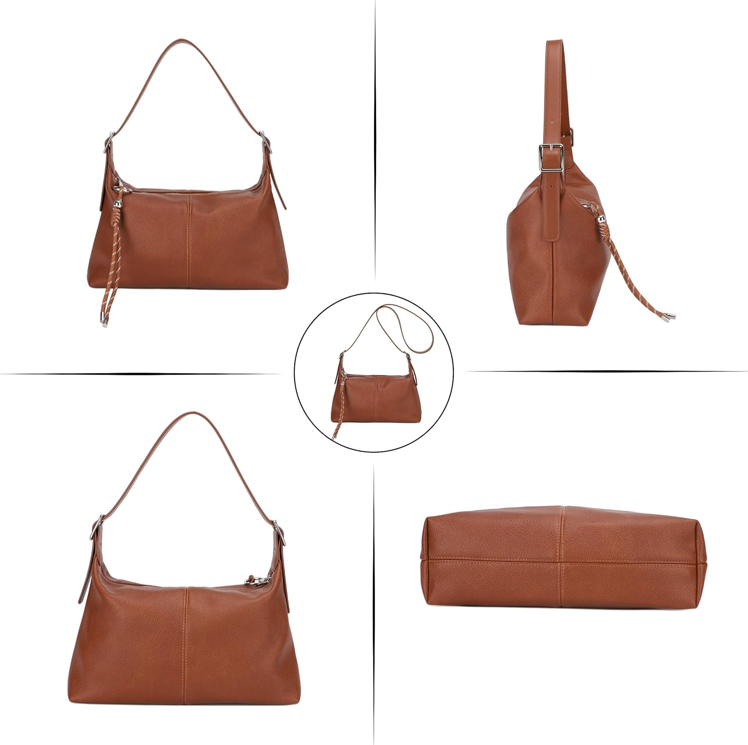 Shoulder Bag for Women - Crossbody Bag for Women, Slouchy Medium Shoulder Purse with Cute Keychain Charm & Adjustable Strap