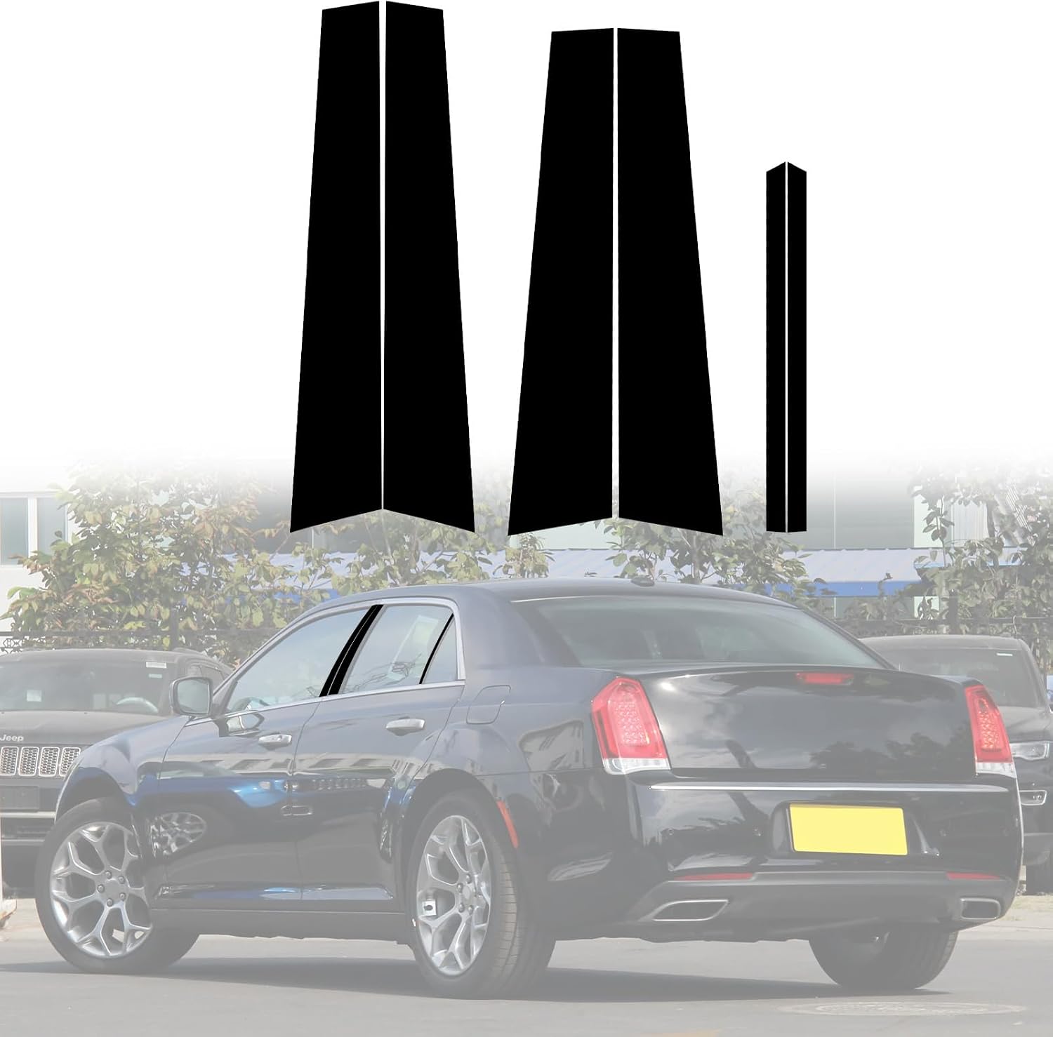 ramuel PC Door Window B Pillar Post Trim for Chrysler 300/300C 2011-2021