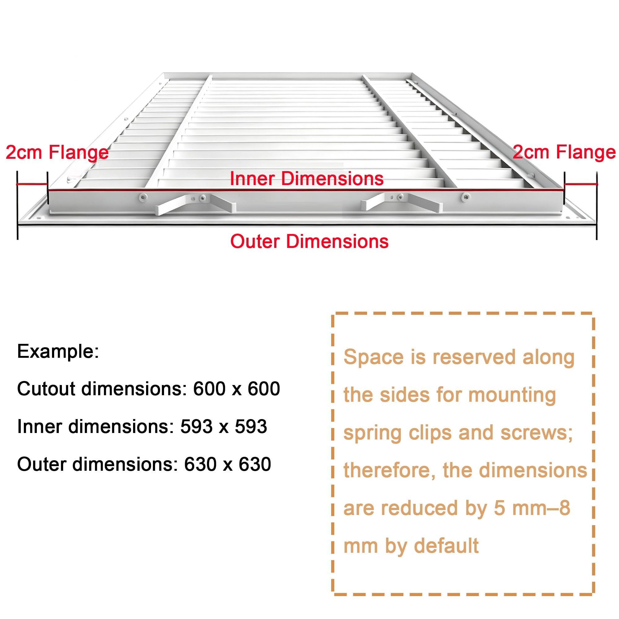 Griglia Di Ventilazione In Alluminio Con Clip A Molla | Griglia Di Ventilazione Lineare Senza Viti Per Mobili E Pareti, Per Ventilazione A Parete E A Soffitto(300x300mm)