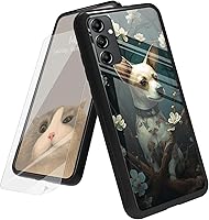 Vista 168 de Funda para Samsung Galaxy A12 5G con protector de pantalla, parte trasera de vidrio templado + TPU de silicona suave que absorbe los golpes