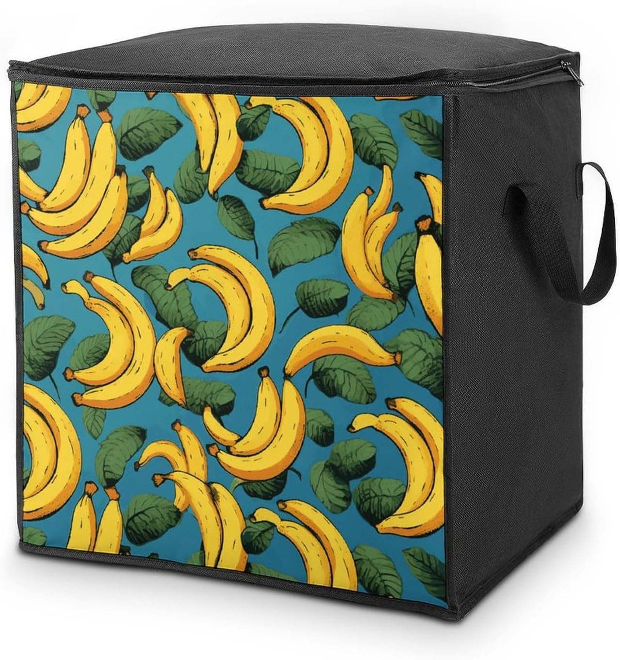 Large Yellow Banana Storage Bags with Handle Foldable Closet Organizers Clothes Storage Bins Bedding Storage Containers Fabric Moving Bags Blanket Comforter Storage Bag 70L