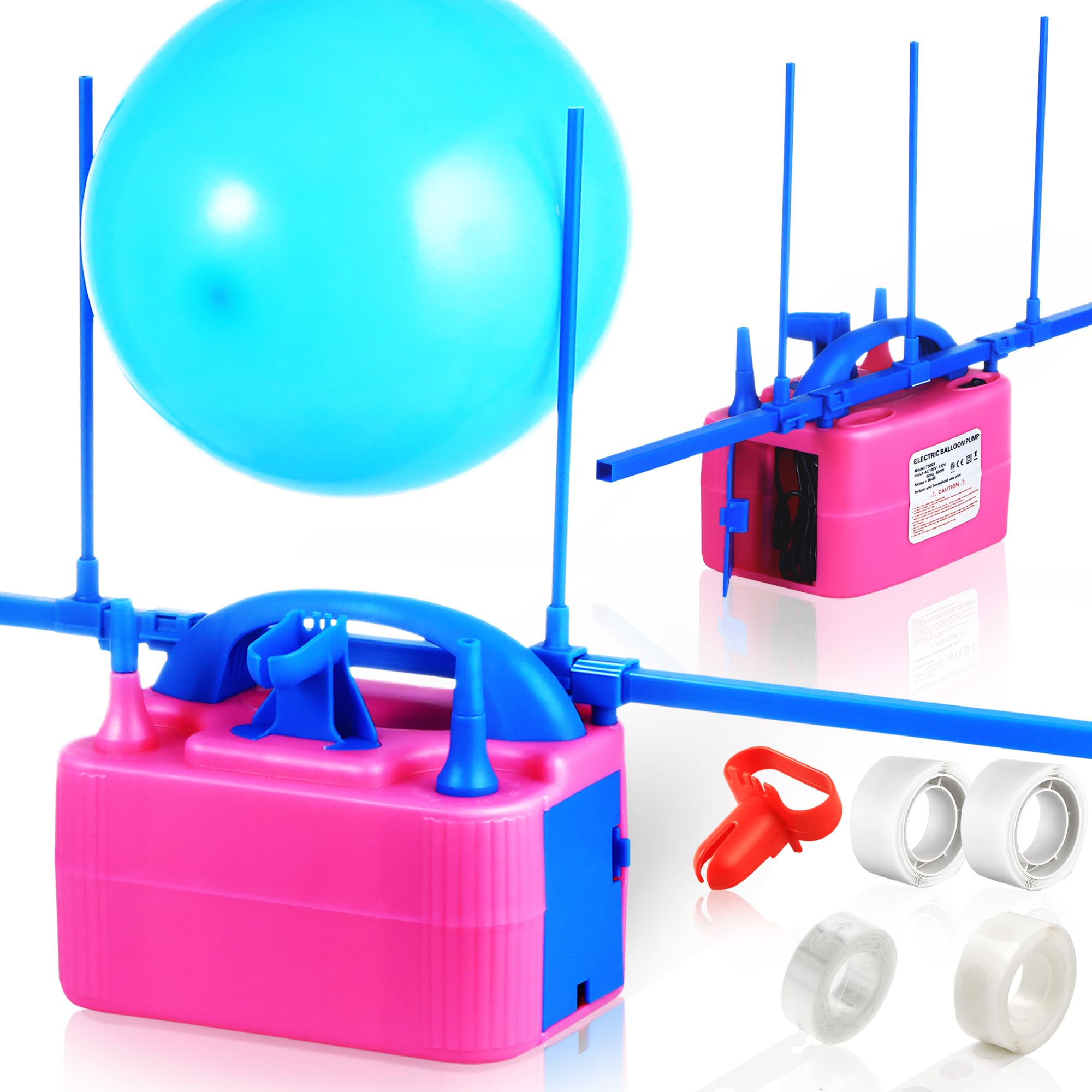 Balloon Pump Electric, Electric Air Pump Replace Manual Balloon Hand Pump, US Standard Plug Balloon Inflator Pump Electric with Dual Nozzles for Balloon Arch, Balloon Stand, Party Decorations
