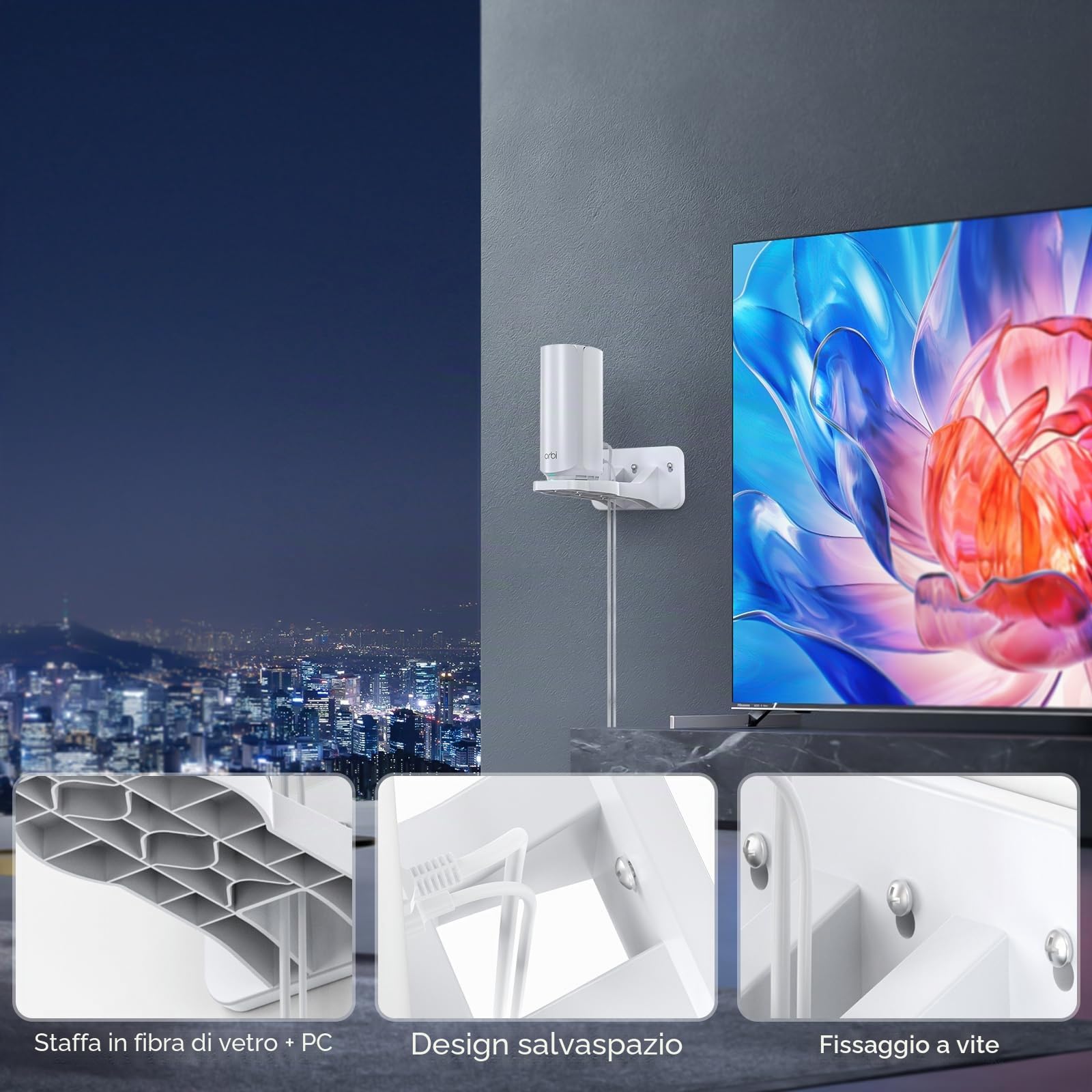 XLTTYWL Orbi WiFi 7, ABS Orbit 7, ottimizza lo spazio, compatibile con sistemi Orbi WiFi 7 Mesh e tutti i router Netgear Nighthawk Wi Fi 7 (RBEWMB-10000S) (nero, 2 pezzi)