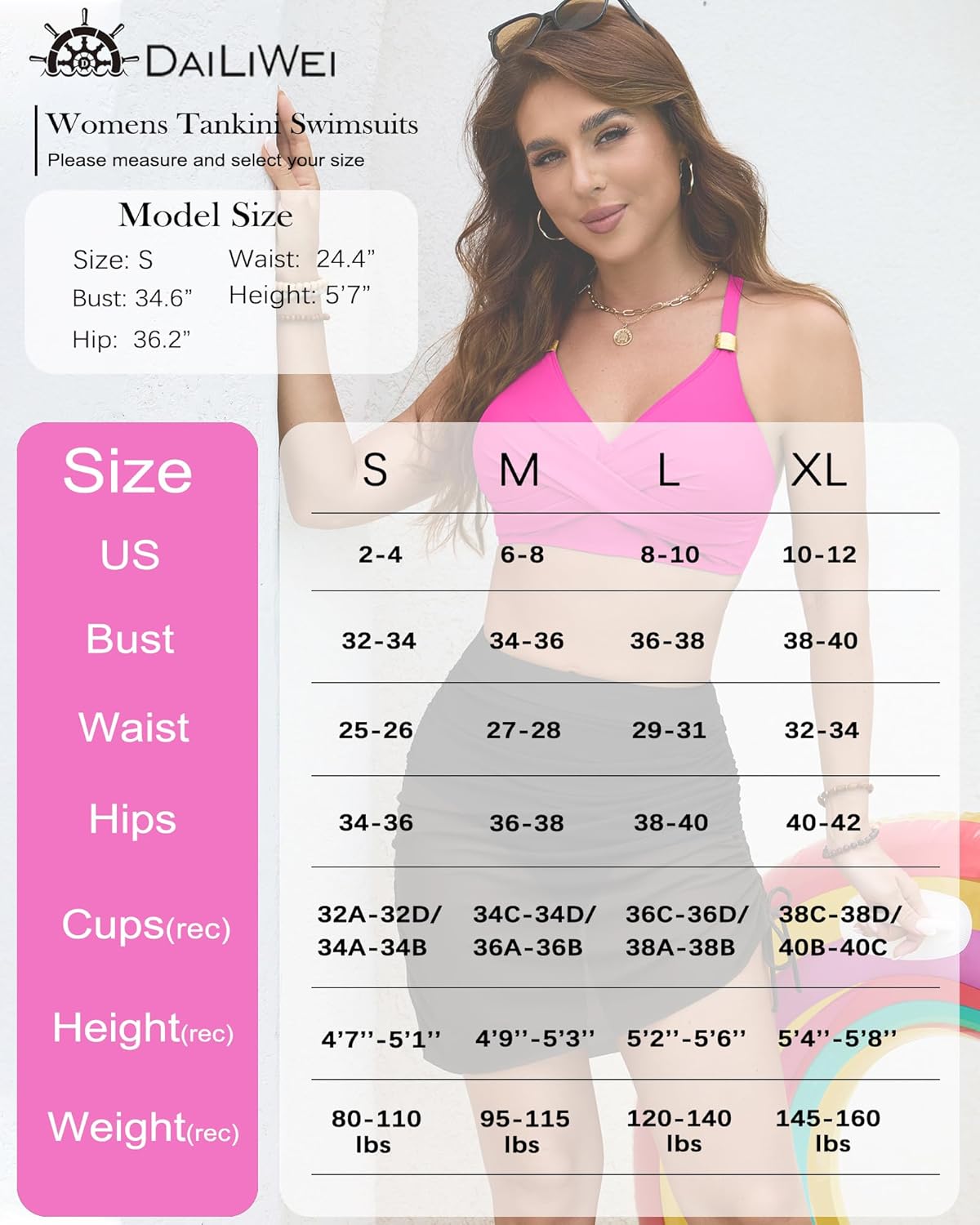 DaiLiWei High Waisted Bikini Sets for Women Tummy Control Swimsuits Two Piece Sarong Wraps Modest Bathing Suit Swim Skirt - Image 6