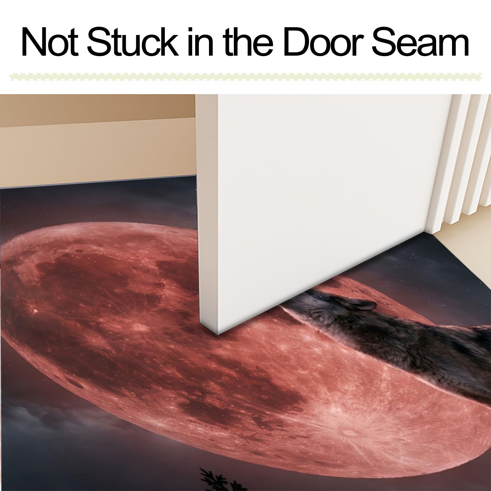 Zerbino Ingresso Interno Cielo Notturno Gotico Luna Sangue, Zerbino Di Benvenuto Lavabile Morbida Lupo Selvatico Animale, Antiscivolo Tappeto Da Decorazioni Antracite Per Casa Porta, 60X90Cm