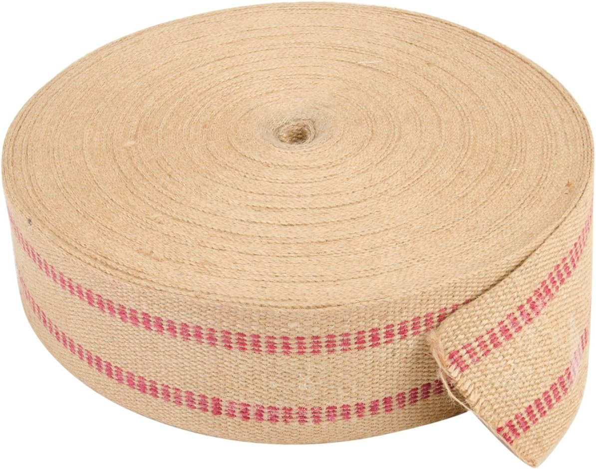 Jute Webbing, 3-3/4-Inch, Natural with Blue Line