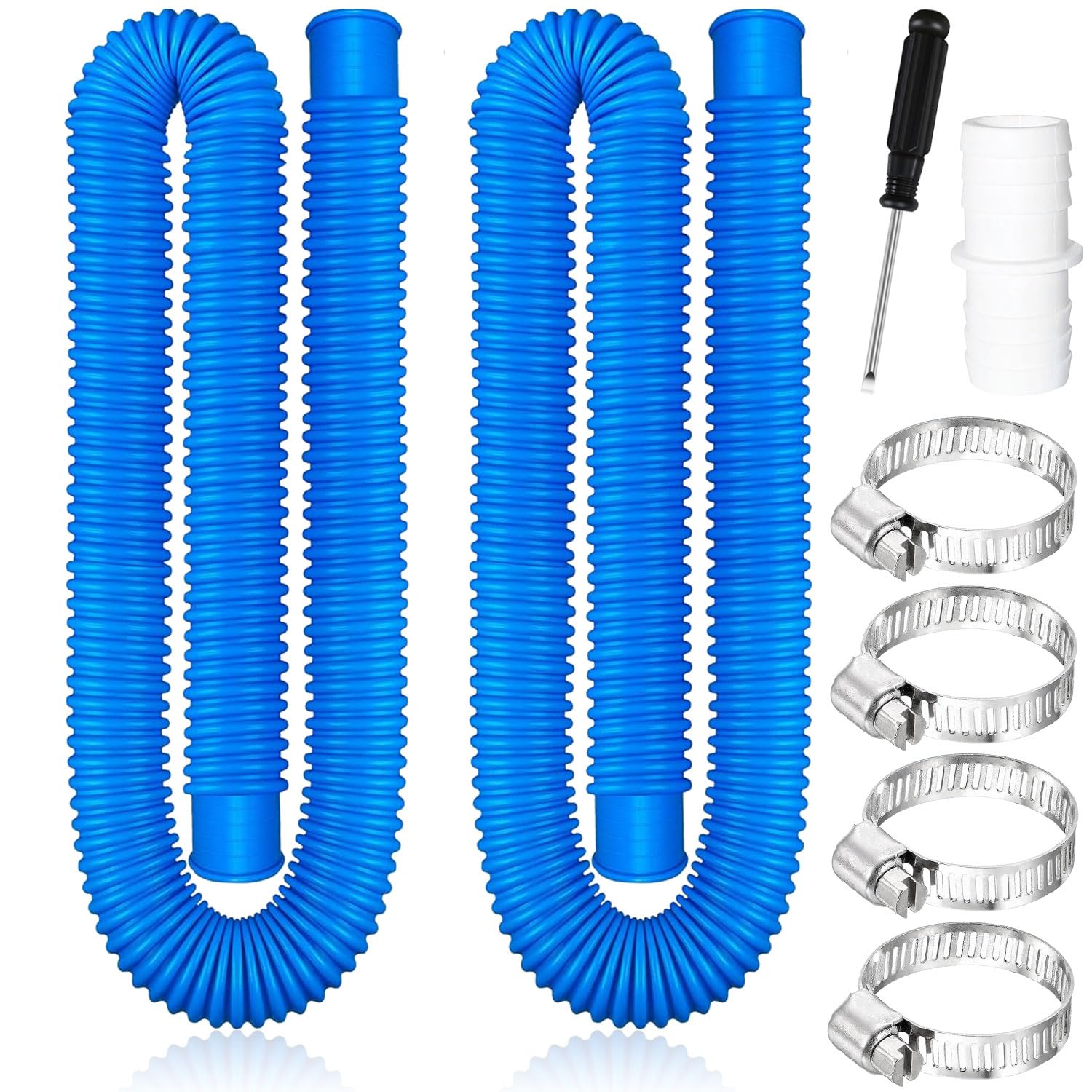 2 Piezas Manguera Piscina 32mm,150CM Tubo Piscina con 4 Abrazaderas de Metal,Manguera de Repuesto para Piscina,Manguera de Filtro de Piscina,Manguera de Bomba de Piscina para Piscinas Elevadas,Spa