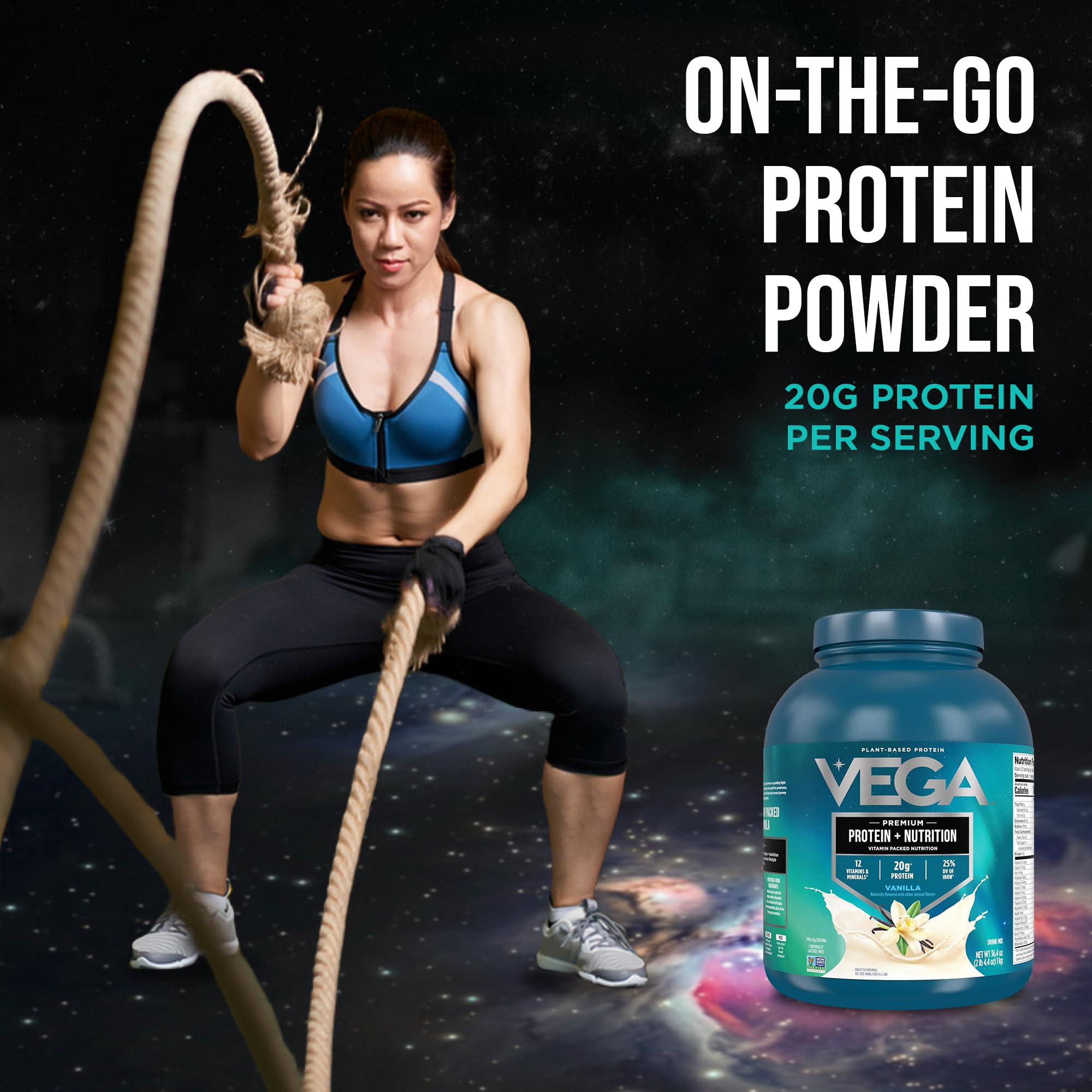 Vega Protein + Nutrition – 20g Plant Based Vegan Protein Powder, Vanilla for a Dairy-Free Protein Shake – XL Tub, 2.3lbs (30 Servings) — Amazon image 7