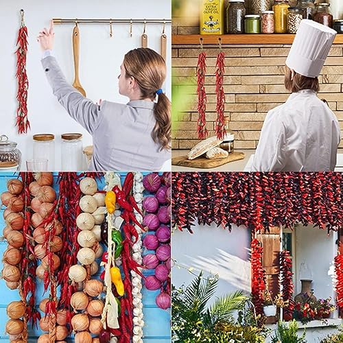 Miniatura 7 de Paquete de 5 piezas de simulación artificial realista de vegetales artificiales de ajo rojo pimienta roja verduras falsas cebolla colgante cuerda