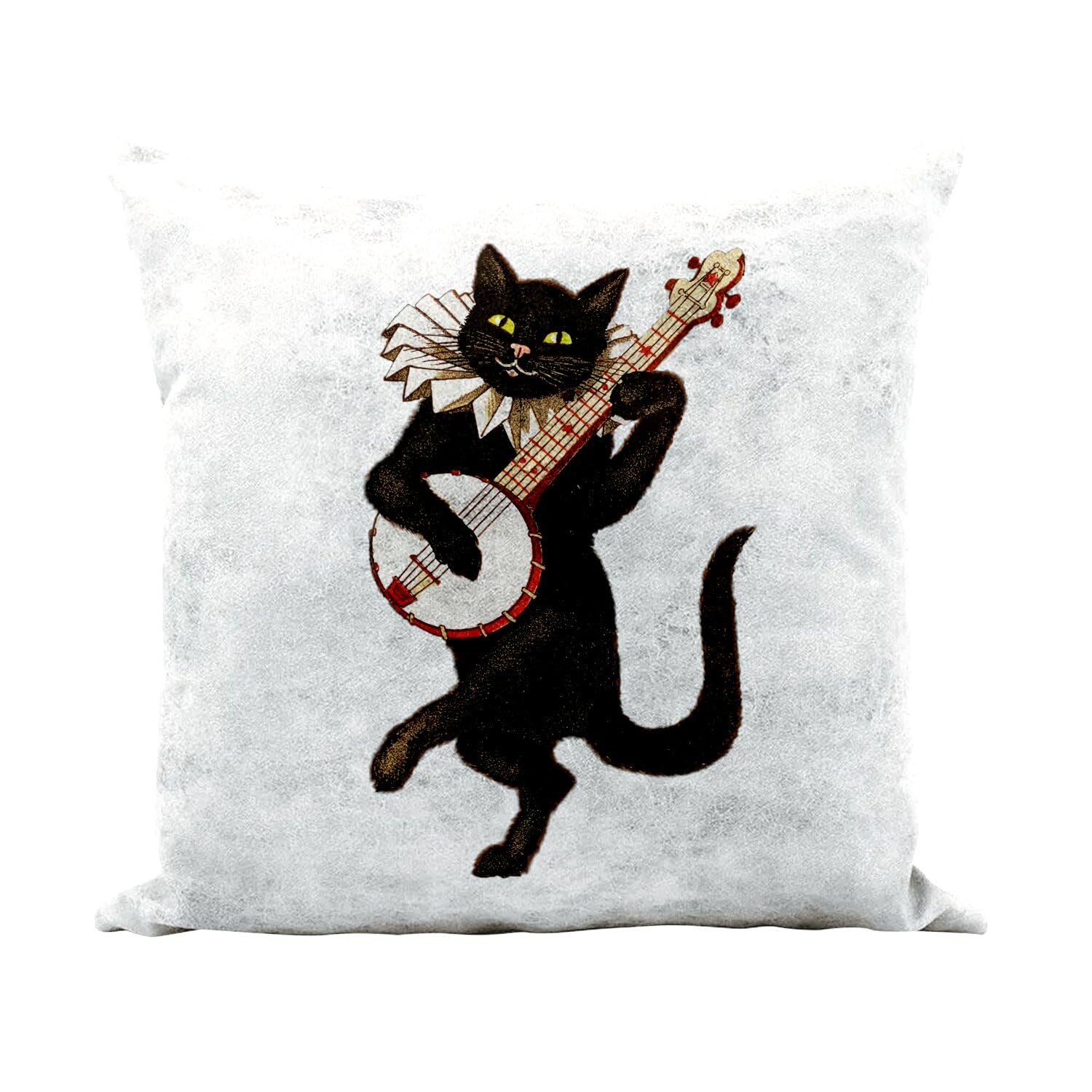 Coussin similicuir blanc 40x40 cm avec soutien lombaire motif chat mignon