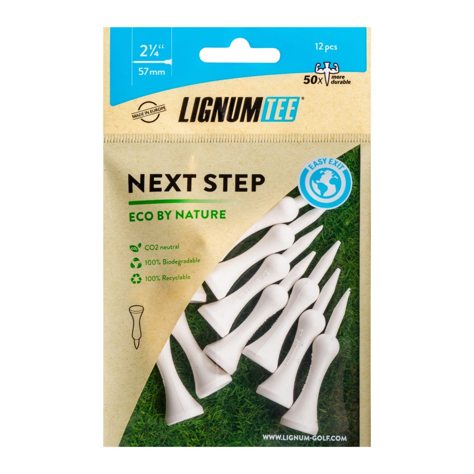 LIGNUM 57MM NXT Step Ecoline Tees 12PK Biodegradable Golf Tee