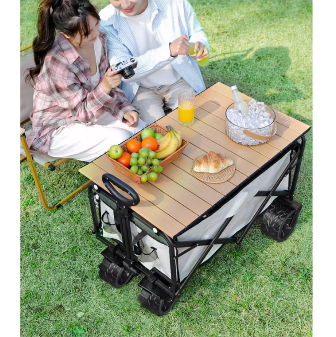 【新品】キャリーワゴン　折りたたみ　キャンプワゴン　テーブル付き　アウトドア 楽天市場】 折りたたみ キャリーワゴン 76x50cm キャンプ