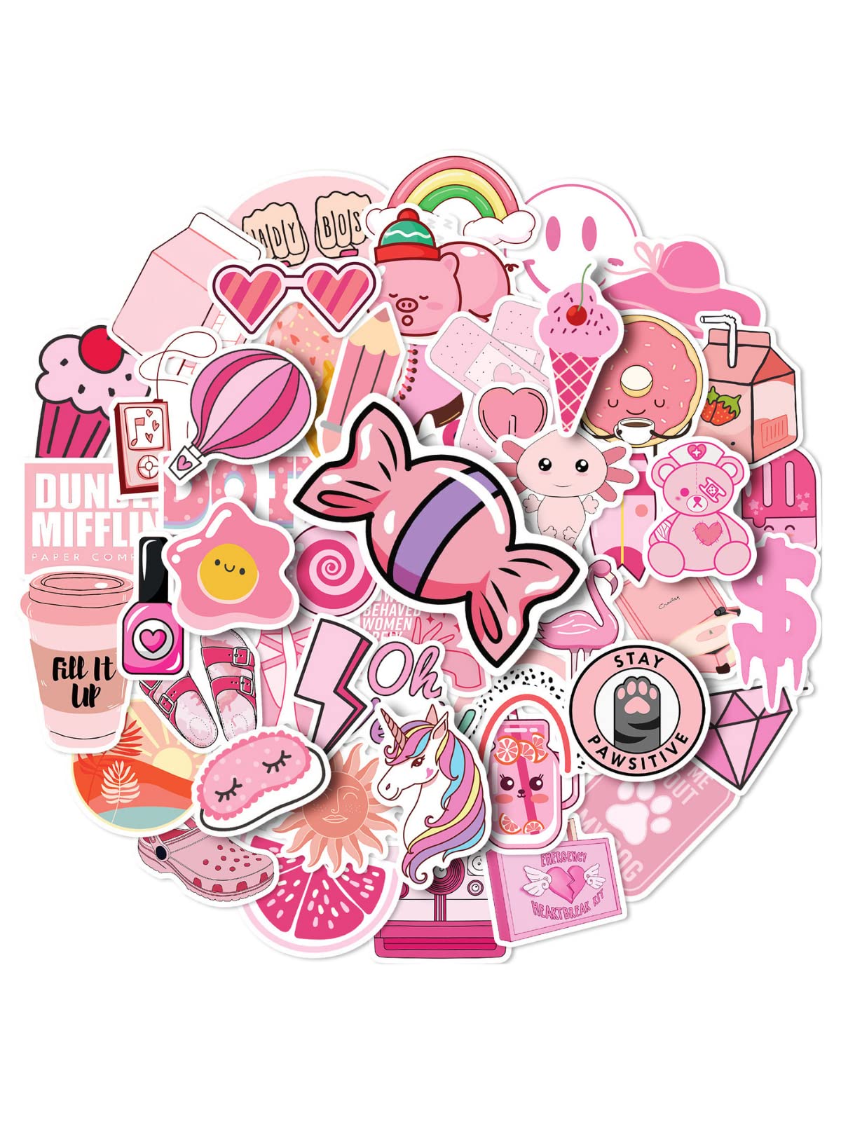 Amazon.co.jp: Zolarkar フレークシール ステッカー ピンク コラージュ