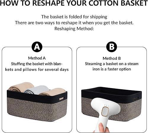 Miniatura 99 de Cestas grandes de almacenamiento para estantes, organizadores de armario, para ropa, manta, toallas, guardería, caja de juguetes, cestas de cuerda