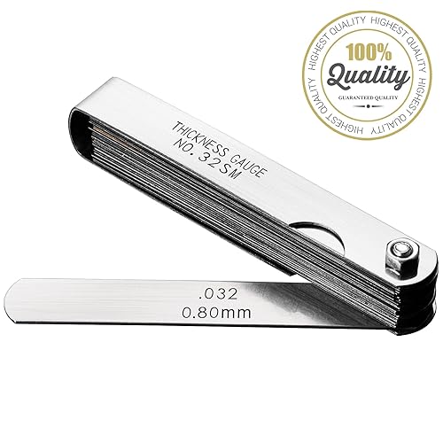 Miniatura 5 de Juego de calibradores universales de acero inoxidable, 32 cuchillas, 0.002-0.035 in (0.0015-0.035 pulgadas) métricoimperial para medir el ancho y el