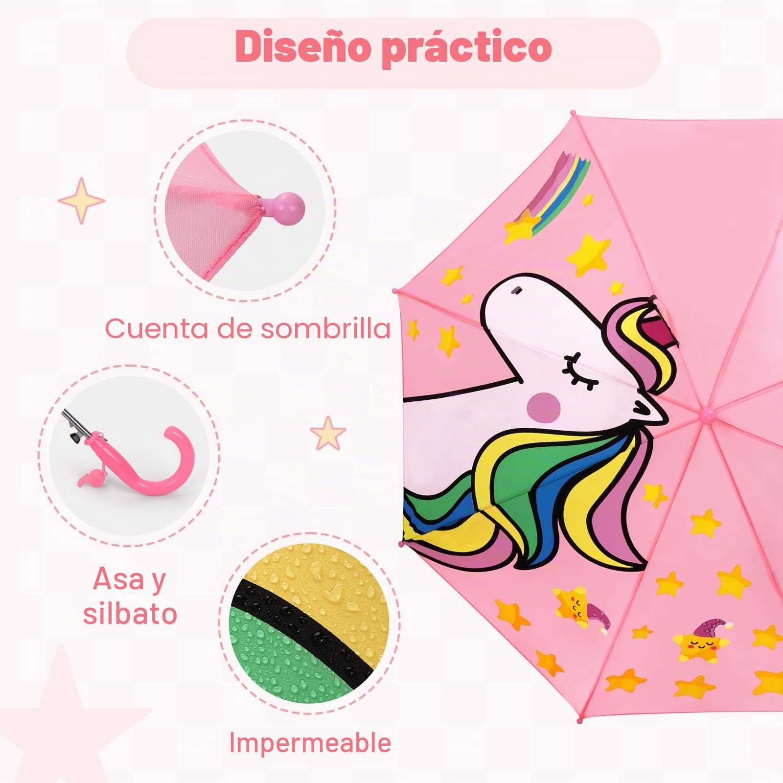 decalsweet Paraguas Plegable Niño con 3D, Paraguas Plegable Antiviento y Duradero con Silbato, Fácil de llevar Paraguas Infantil Ligero, Paraguas Mini para Niñas Niños