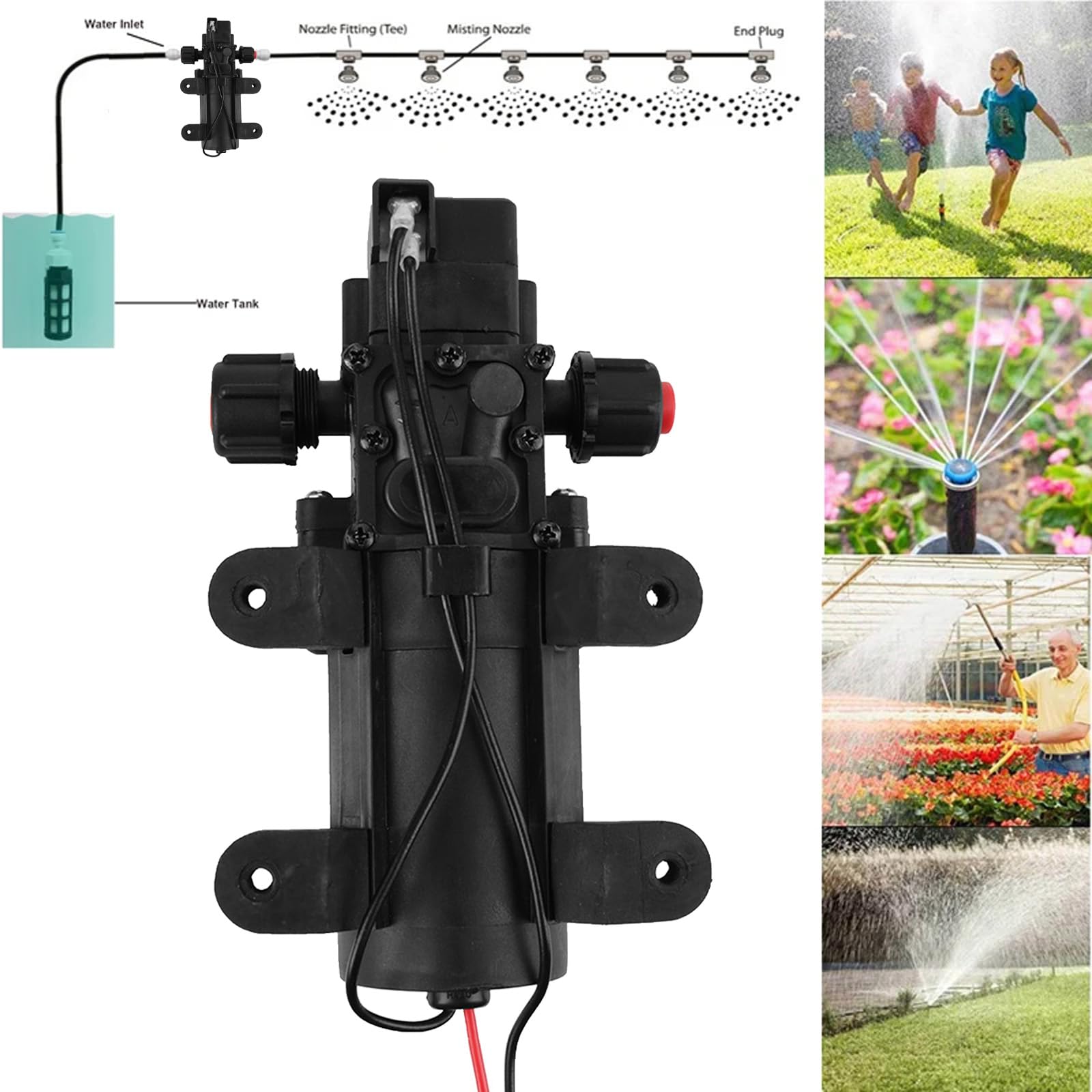 Pompa Acqua Ad Alta Pressione DC 24 V 80 W 5,5 L/Min 130 Psi, A Membrana, Per Camper, Barche, Roulotte e Giardini