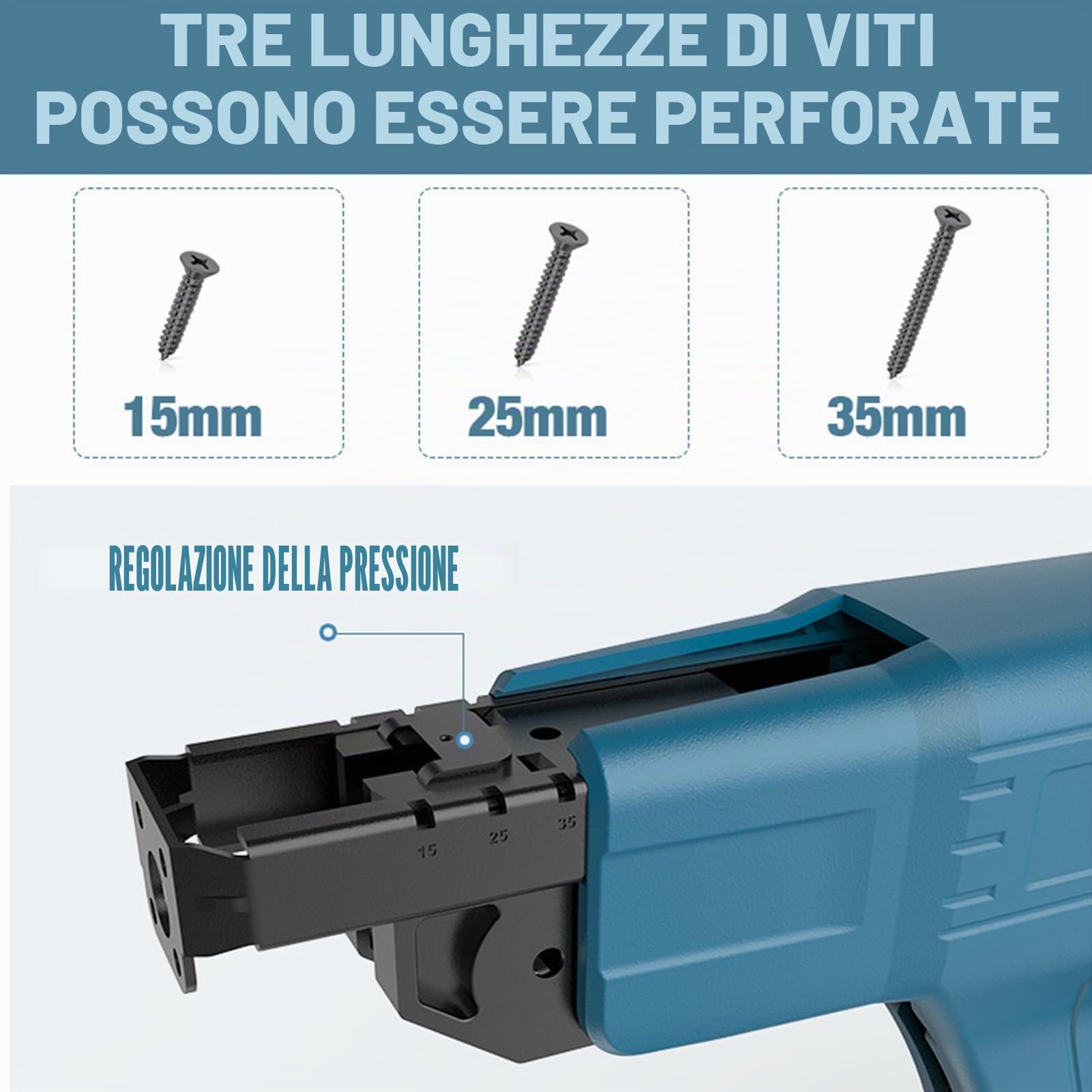 banapoy Pistola Avvitatrice per Cartongesso a Batteria, Kit Avvitatore per Cartongesso e Cacciavite Ad Avanzamento Automatico con Cassetta degli Attrezzi, Pistola Sparachiodi Catena