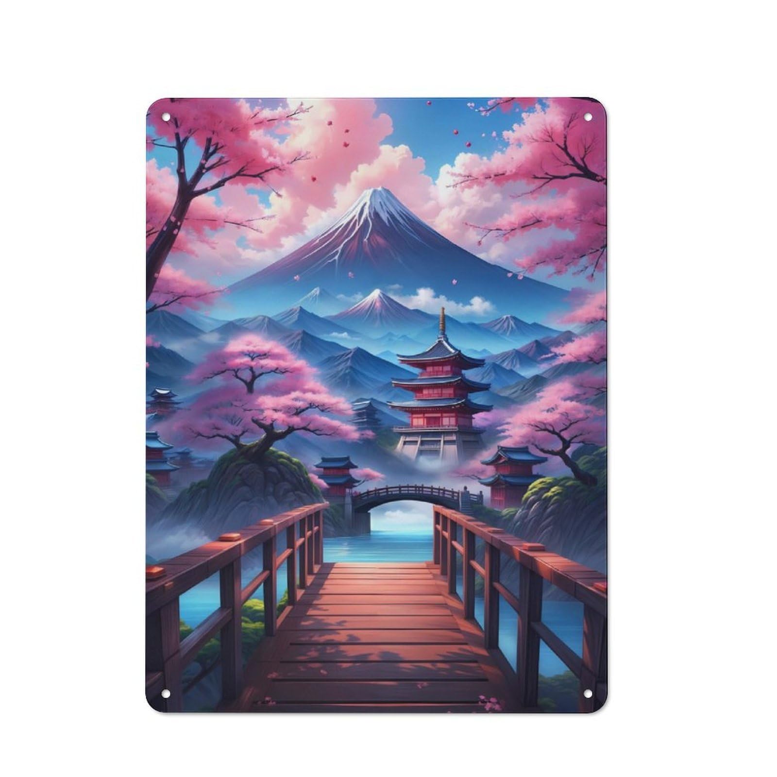 Junmoney Fuji Mountain Beautiful Retro-Style Metal Plaque 40X30cm For Kitchen Or Home Bar, Gift For Home Bar Enthusiasts During The Christmas Season