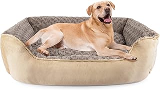 JOEJOY Panier Chien Lit pour Chien Coussin Chien Panier pour Chien Dehoussable Lavable Lit Chien Doux et Confortable Panier Grand Chien Antidérapant Paniers pour Chiens Beige XXL(106x80x23cm)