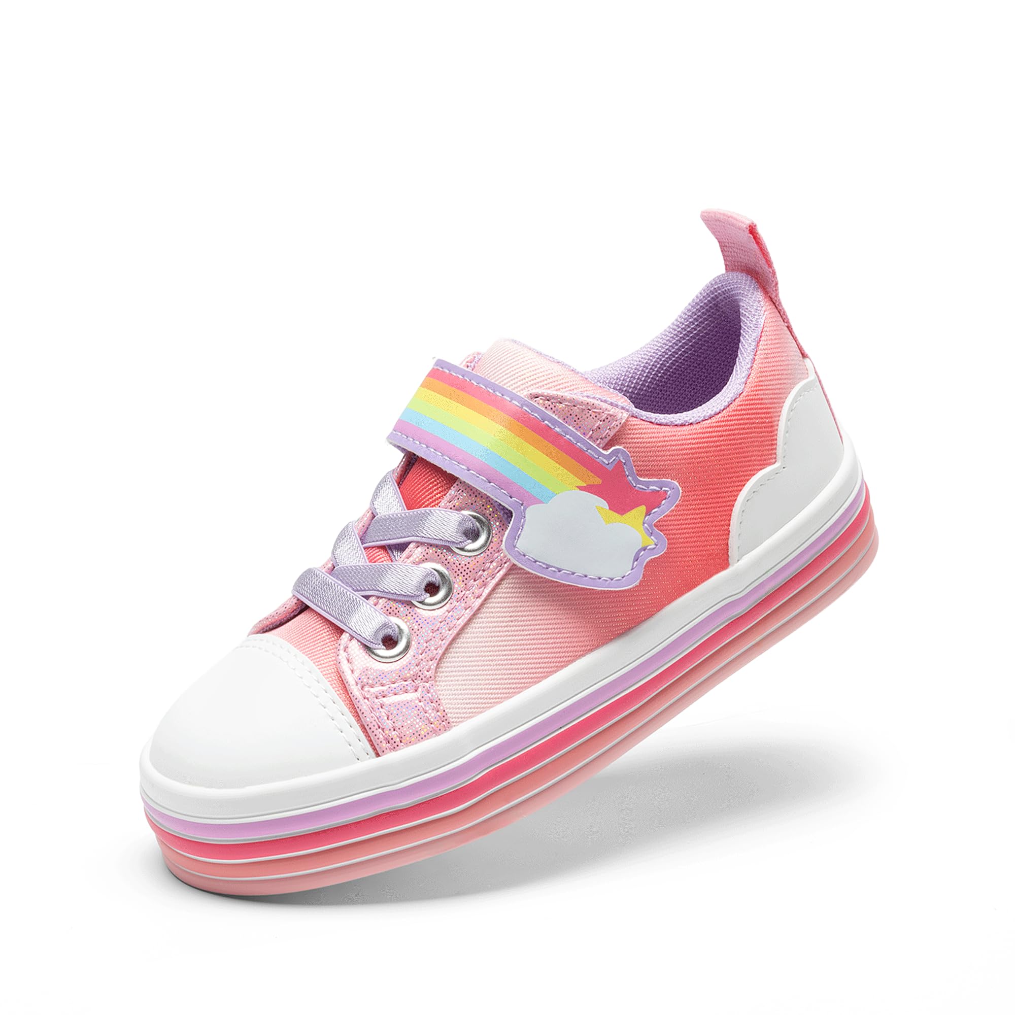 DREAM PAIRS Toddler Girls Shoes Rainbow Sneakers Casual School Walking Hook and Loop Footwear for Toddler/Little Kids