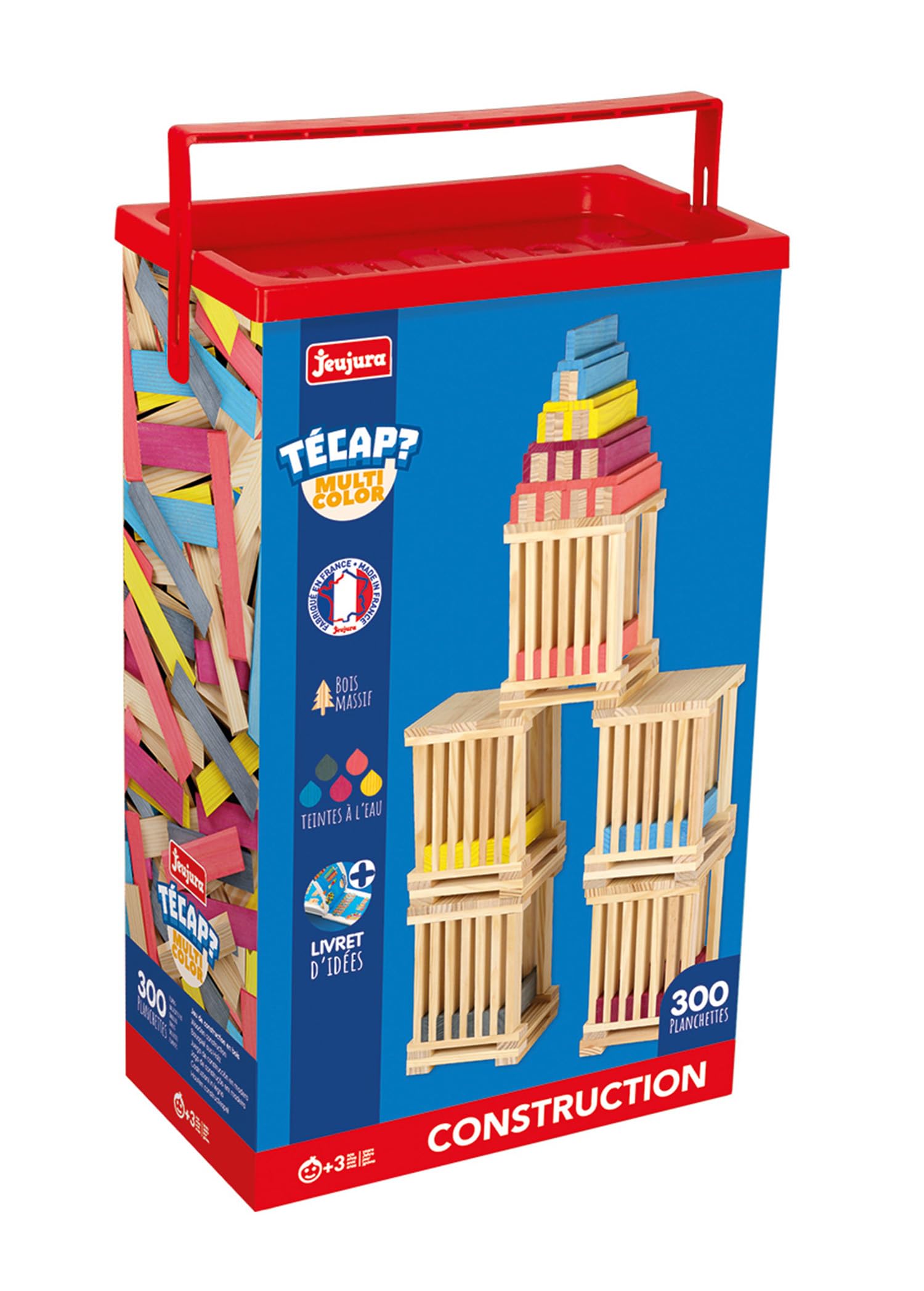 Jeujura – Tecap Color – 300 Teile – Konstruktionsspielzeug – Bauklötze – für unzählige Bauprojekte – der Fantasie freien Lauf Lassen – Motorik – Kreativität – 8313