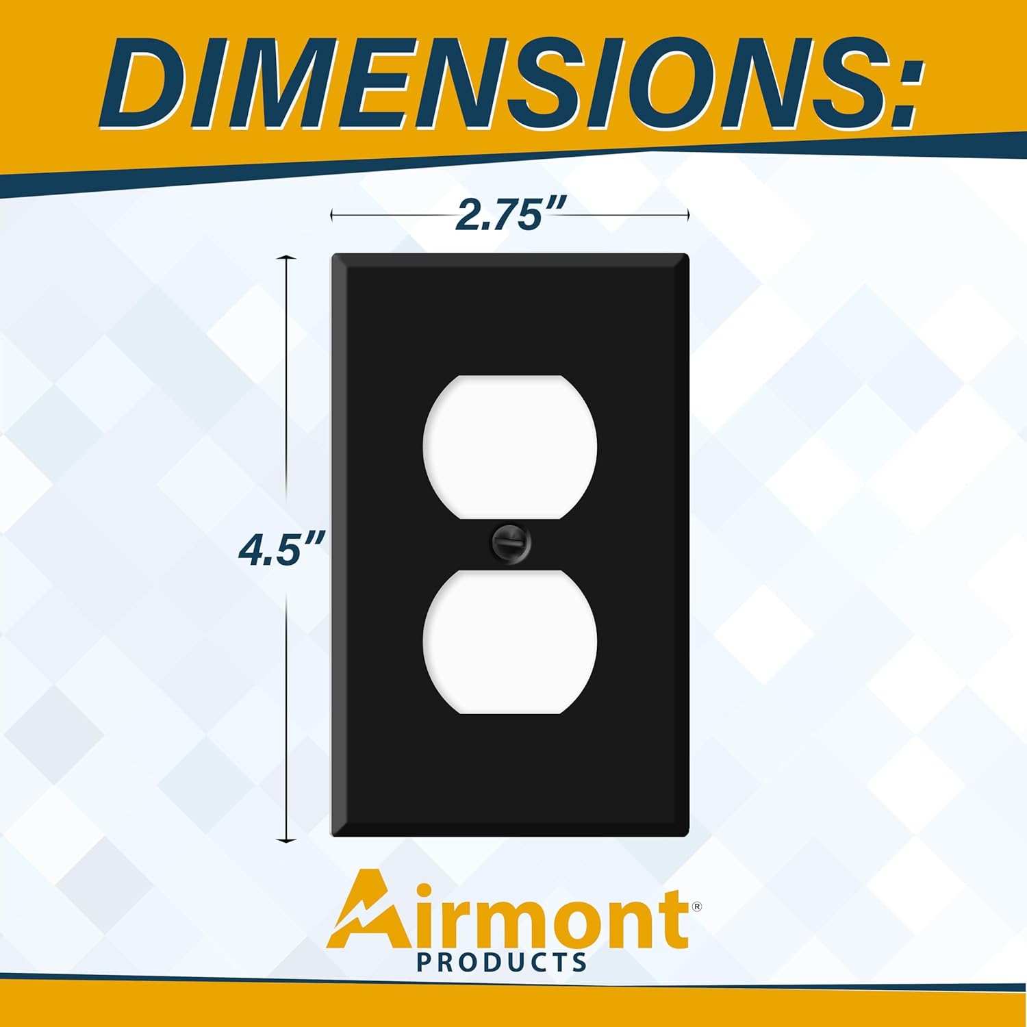Black Duplex Receptacle Metal Wall Plate, Black Outlet Cover, 1-Gang Standard Size, 4.50" x 2.76", Matte Black Light Switch Covers, Made In USA, Corrosion Resistant, With Matching Screws