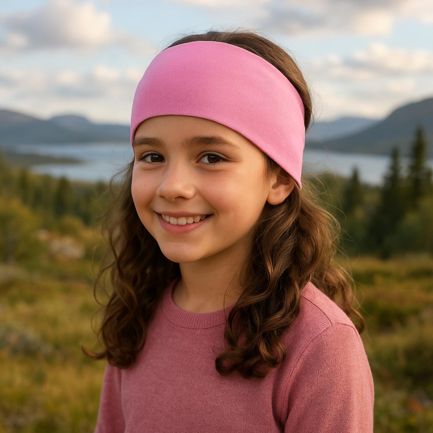 Wollhuhn EKO 22222210 - Diadema elástica para niños/niñas/mujeres, monocolor/liso de doble capa, suave y suave (color rosa claro)