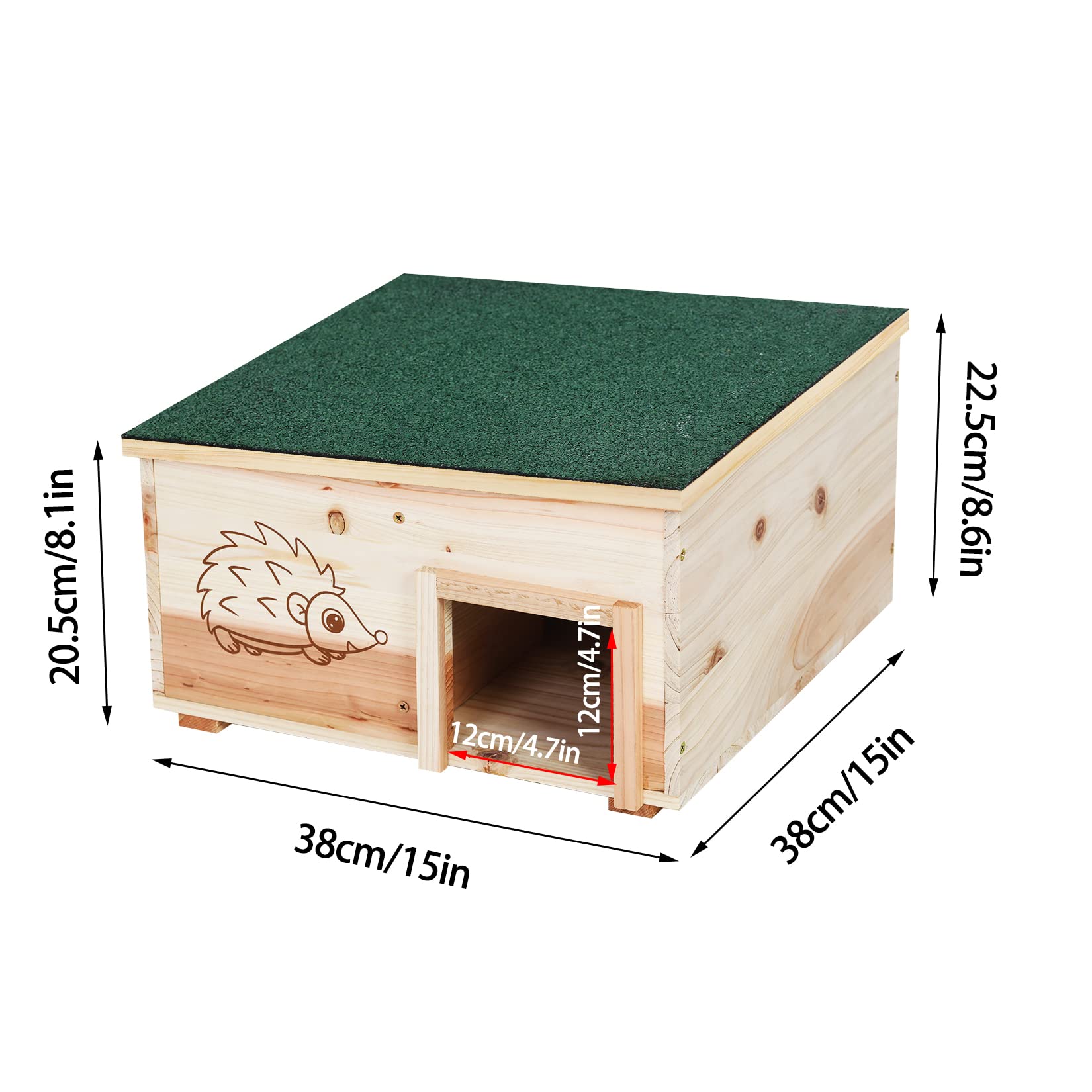 BingoPaw Igelhaus Winterfest Groß XXL: Igelhütte Holz mit Boden & wetterfestem Dach Igelfutterhaus Katzensicher Igel Winterquartier für den Garten
