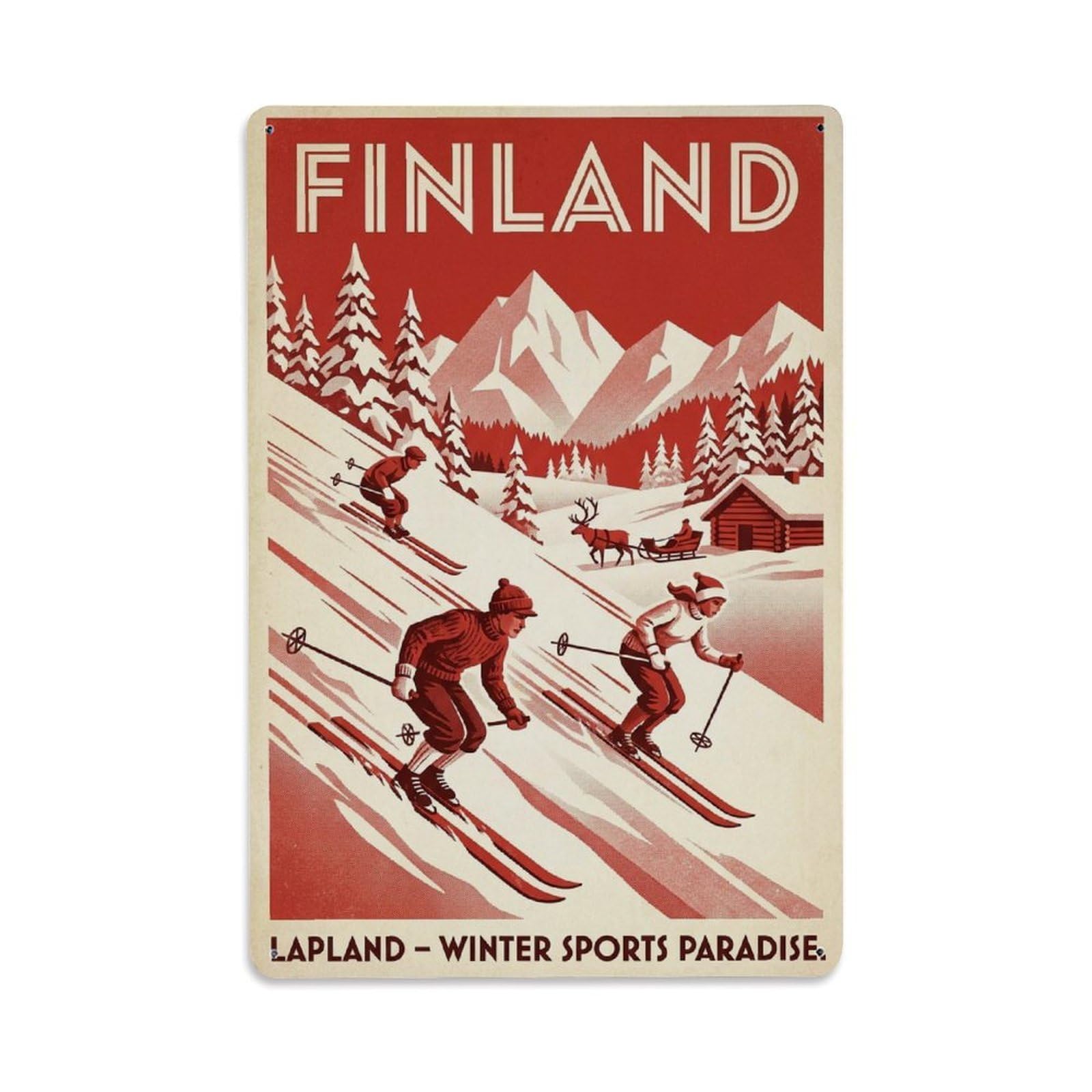 Olhnbad Style Lapland Winter Sports Ski Travel Mountain Metal Tin Sign