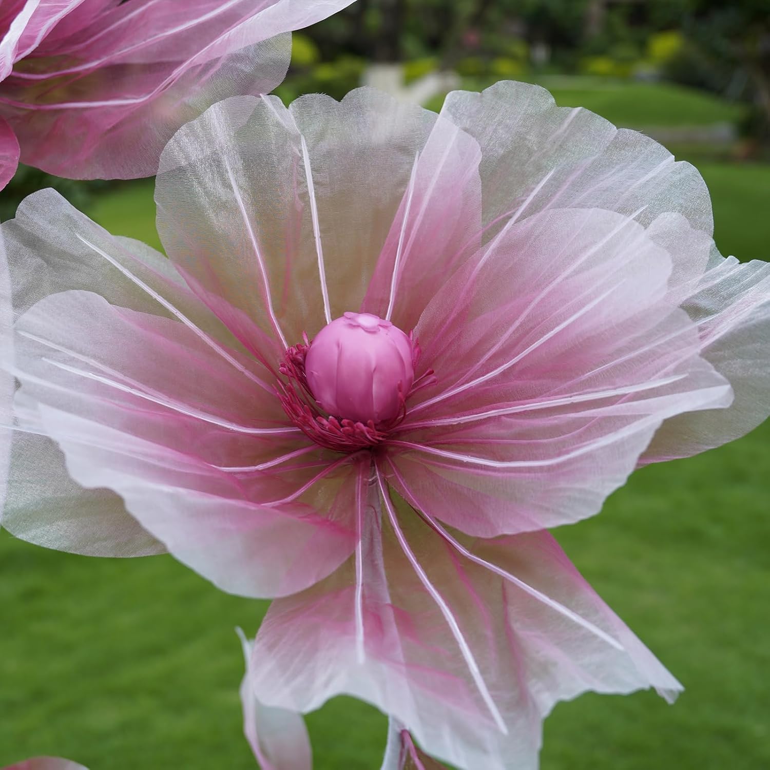 Giant Flowers for Decoration,Artificial Silk Flowers with Stand,Large Fake Floral Decor for Home Garden,Indoor Outdoor Party Birthday Wedding Backdrop (Gradient red) - Image 8