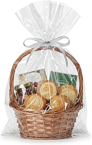 Seal Fresh Bolsas de celofán extra grandes (cinta y cesta no incluidas)  16 x 24 pulgadas (25 unidades)  Bolsas de envoltura de cesta transparente,