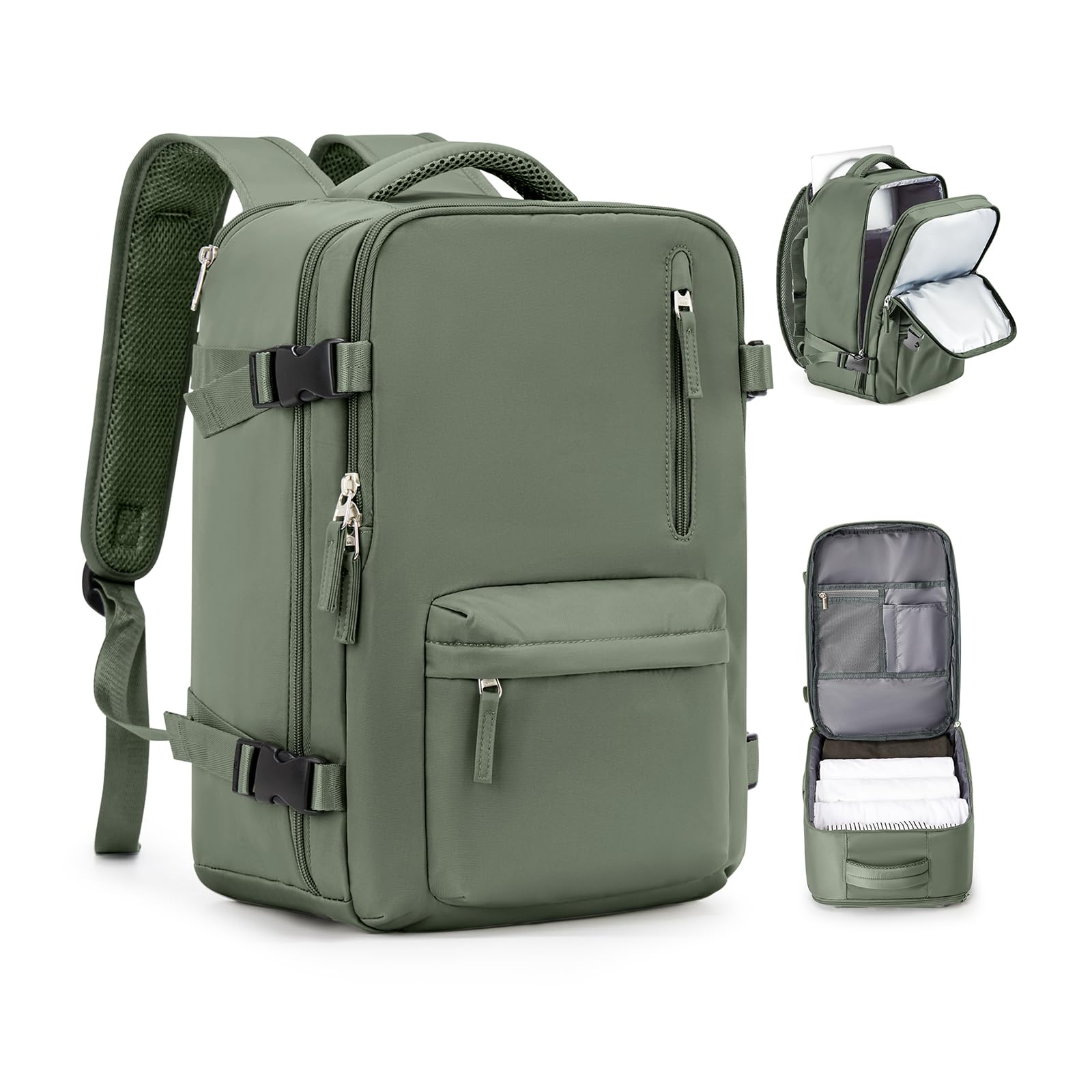 Zaino da Viaggio per Ryanair 40x20x25 Bagaglio a Mano Zaino Borse da Cabina per Ryanair Il Sedile Zaino Aereo Bagaglio a Mano Donna Borsa Cabina Viaggio Zaino Viaggio Casual Daypack,verde militare