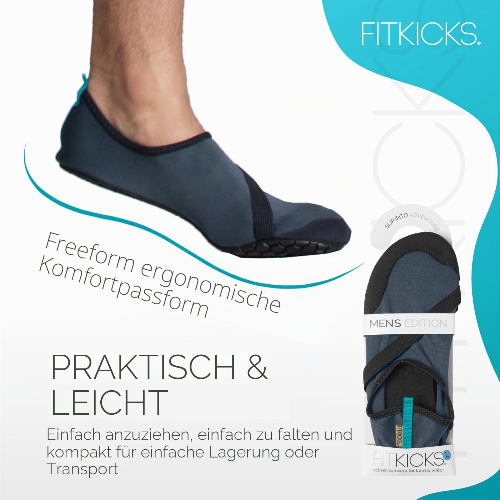 FITKICKS Active Herren Footwear Faltbare Wasserschuhe