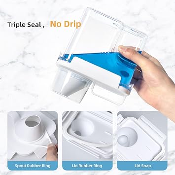 G2 GO2GETHER Laundry Detergent Container,2Pack -51oz Laundry Detergent Dispenser with 5 labels for Laundry Room, Laundry Scent Beads, Powder,Bleach,Soap,Fabric Softener Storage and Organization.