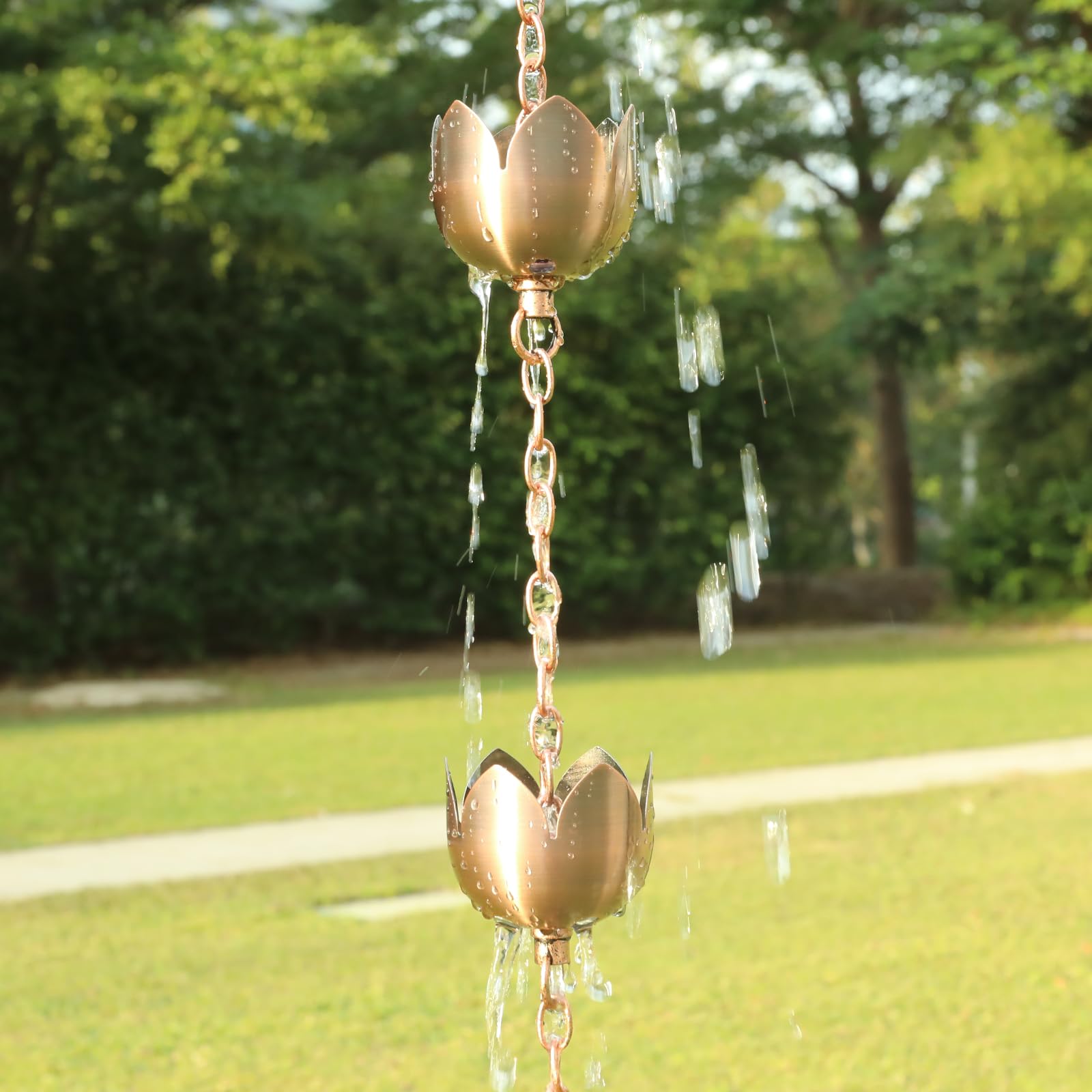 Rame Catena per Grondaie Set 1,6m 8 Tazze Oro Rosa