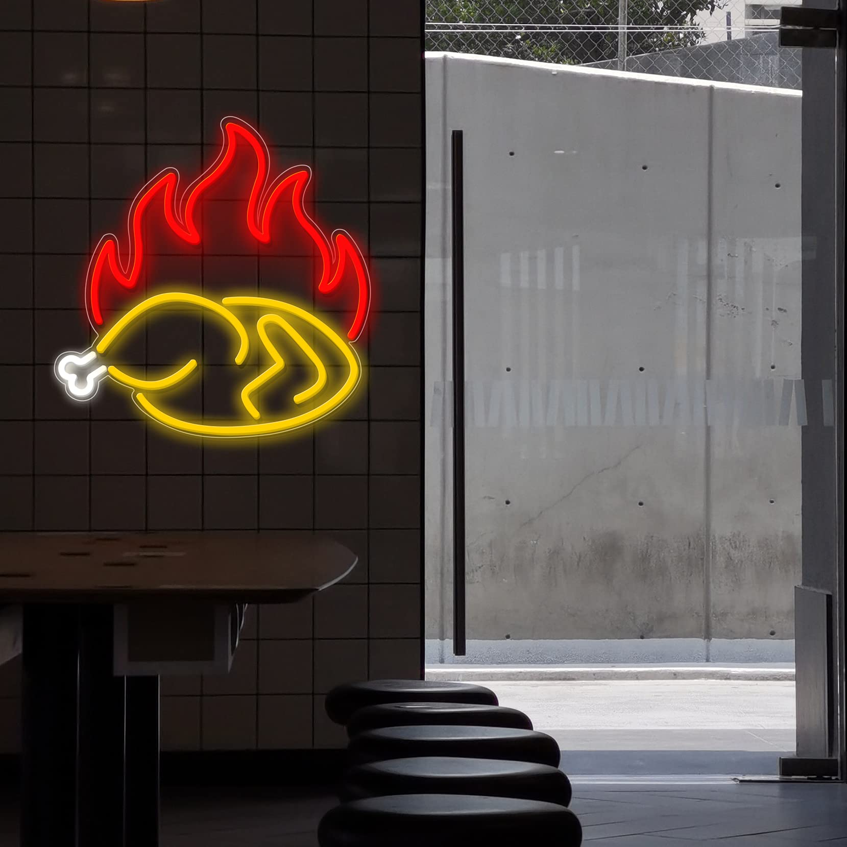 Insegna al neon di carne di pollo | Arredamento del negozio del
