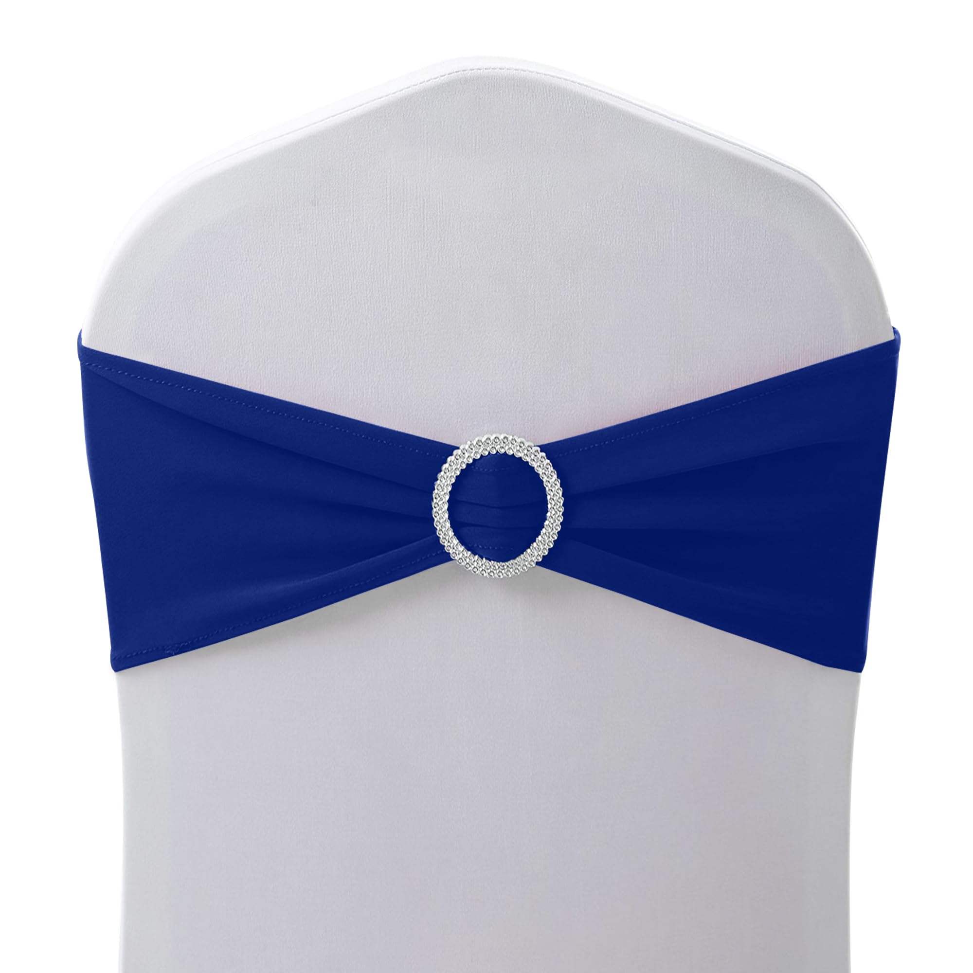 Trimming Shop Royal Blue Spandex Chair Bands With Slider Buckle – Stretchy Elastic Chair Sashes For Weddings, Parties, Ceremony, Banquet & Reception Decorations, 1Pcs