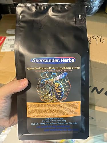 Miniatura 7 de Polvo de feto de abeja reina liofilizado RAW Liofilizado [embrión de placenta de abeja reina liofilizado] 17.64 oz. Sin adulterar